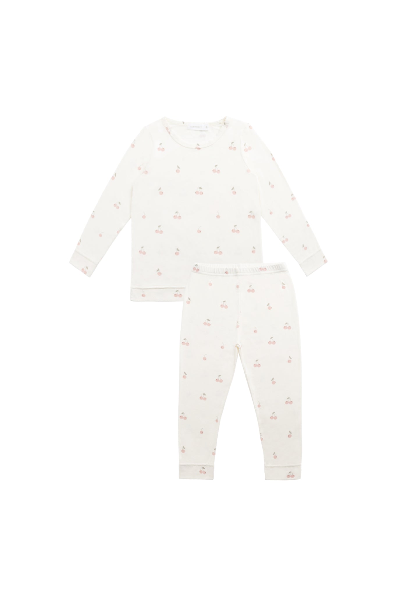 Bamboe Ari Pyjamaset met Lange Mouw - Cherry Love Parchment