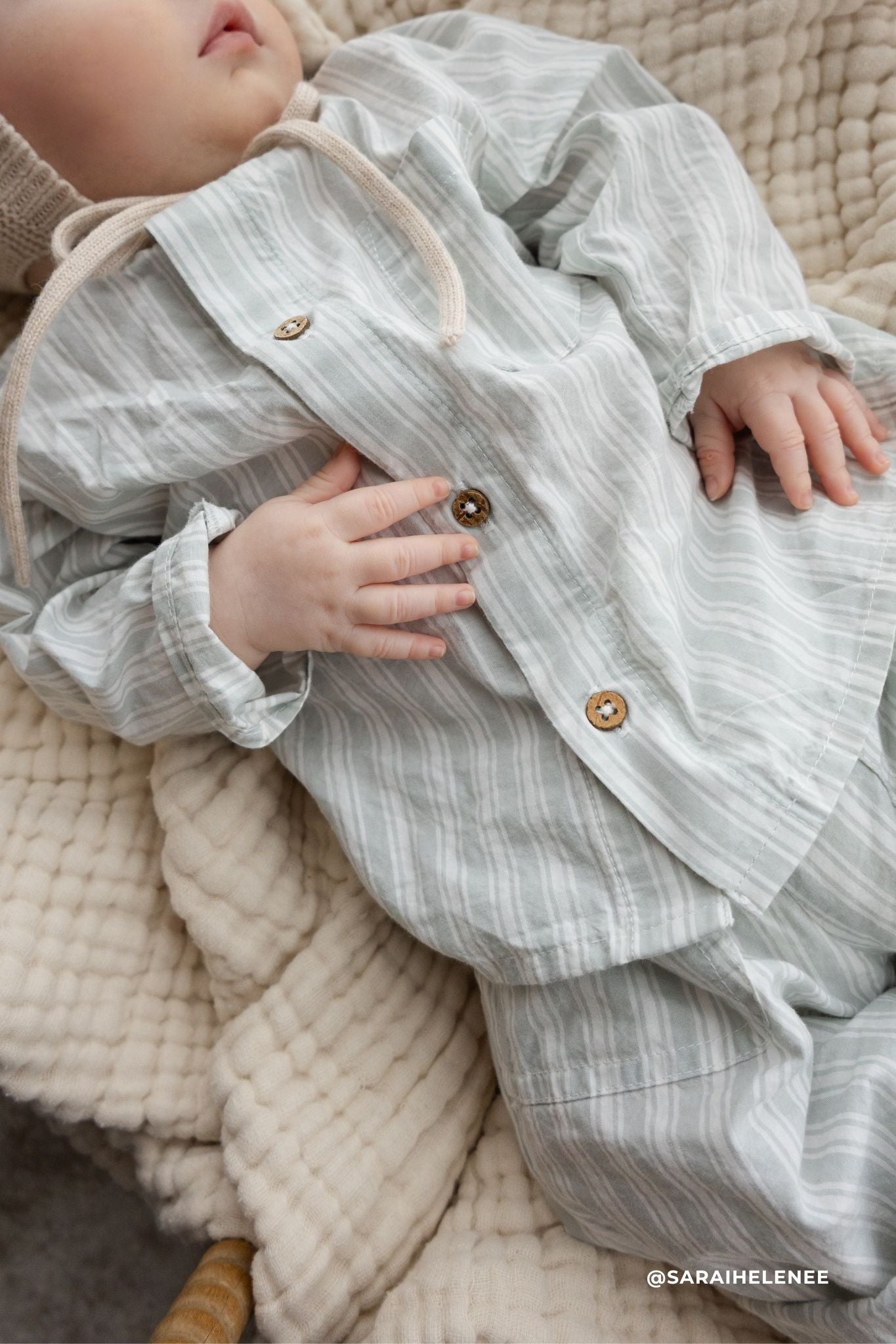 Biologisch Katoenen Albie Top - Variegated Stripe Shoreline