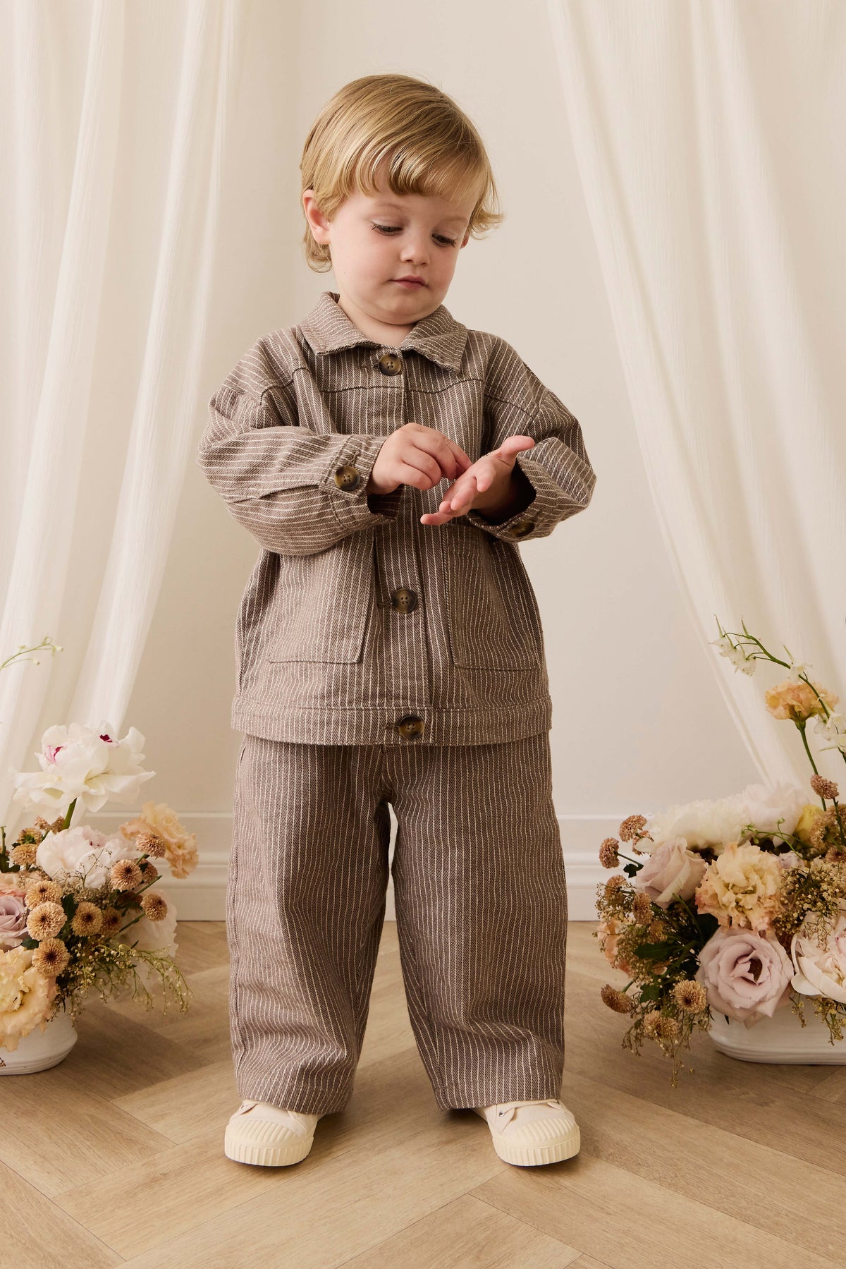 Abel Broek - Mini Pinstripe Cassava / Iroko - Arlina kinderkleding