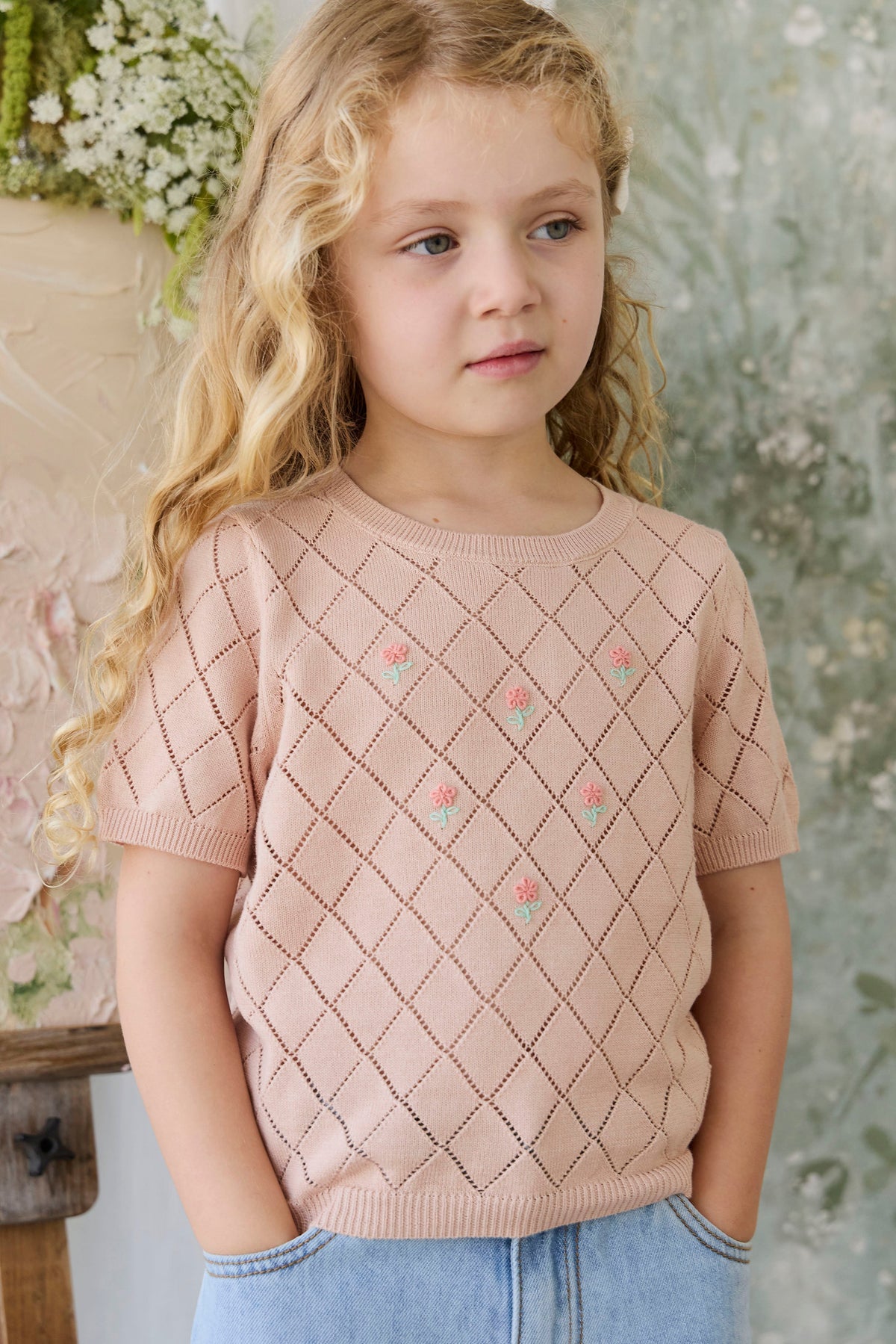 Alexandra Top - Rose Mist Alexandra Flower - Arlina kinderkleding