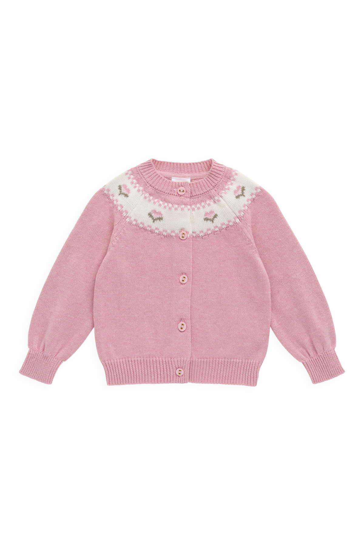 Annette Vest - Annette Jacquard - Pink Flutter Marle - Arlina kinderkleding - detail