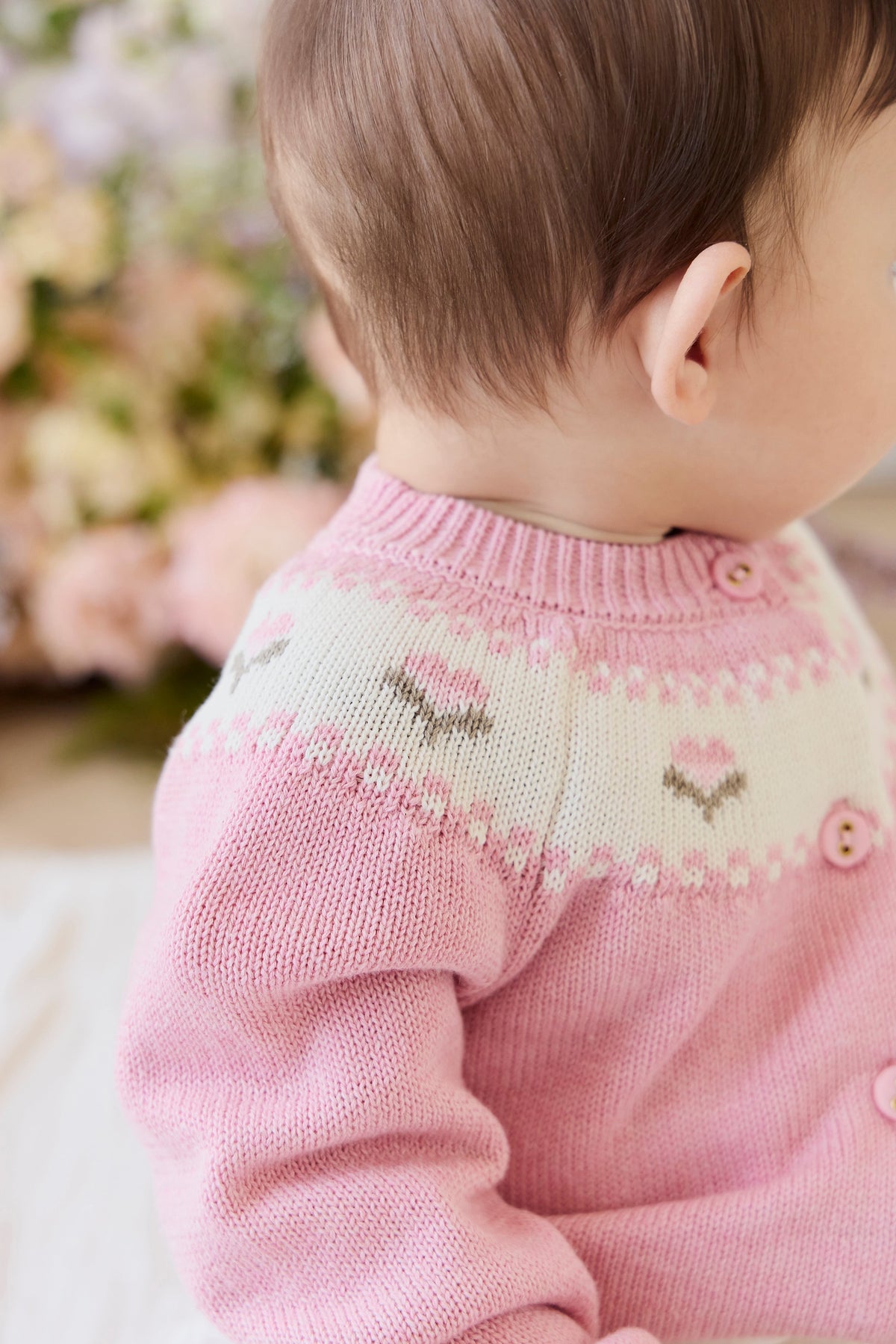 Annette Vest - Annette Jacquard - Pink Flutter Marle - Arlina kinderkleding