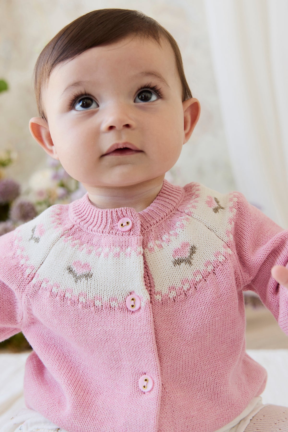 Annette Vest - Annette Jacquard - Pink Flutter Marle - Arlina kinderkleding