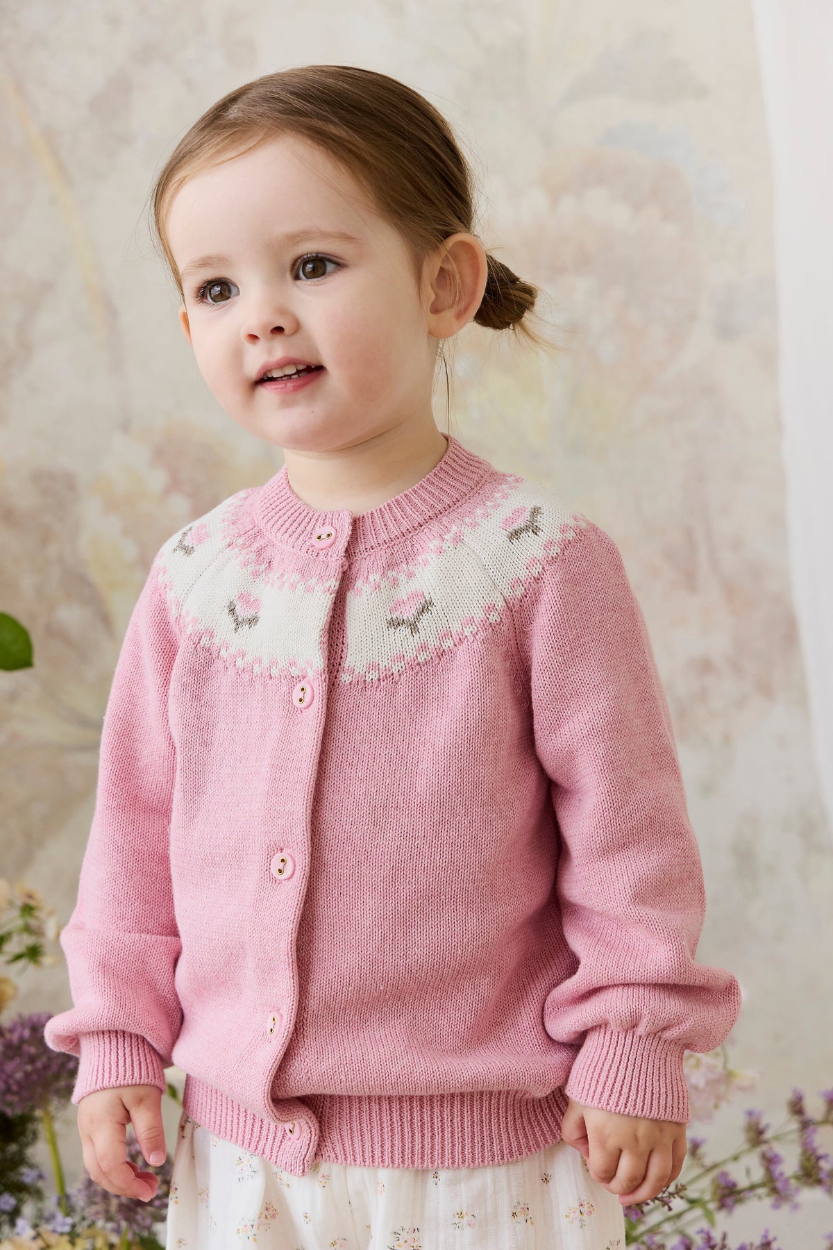 Annette Vest - Annette Jacquard - Pink Flutter Marle - Arlina kinderkleding