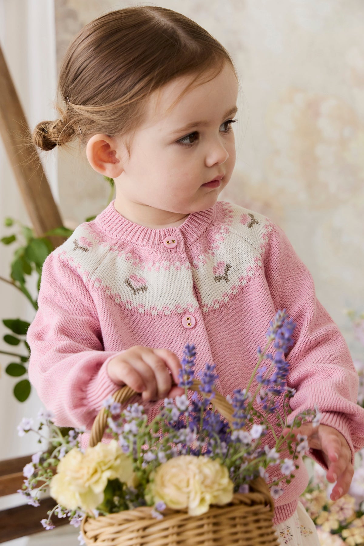 Annette Vest - Annette Jacquard - Pink Flutter Marle - Arlina kinderkleding