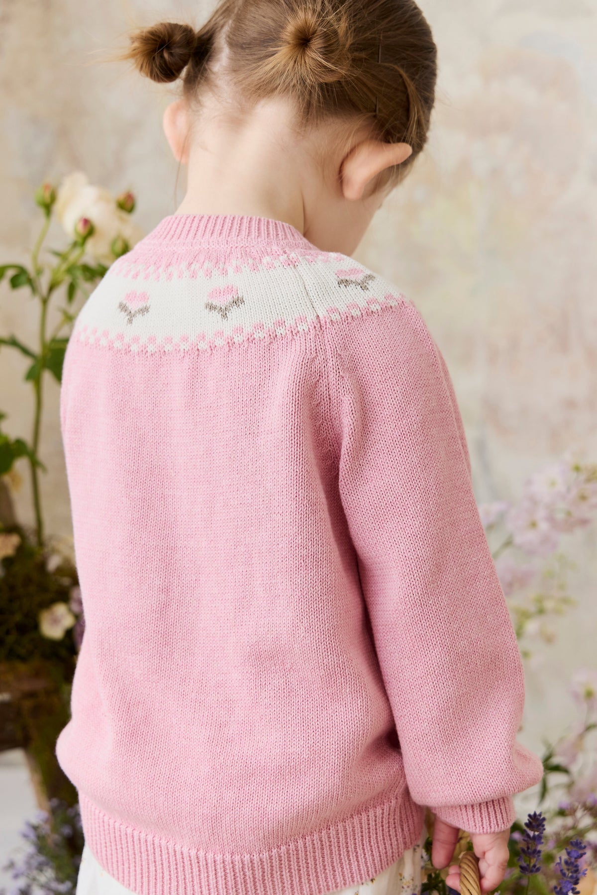 Annette Vest - Annette Jacquard - Pink Flutter Marle - Arlina kinderkleding