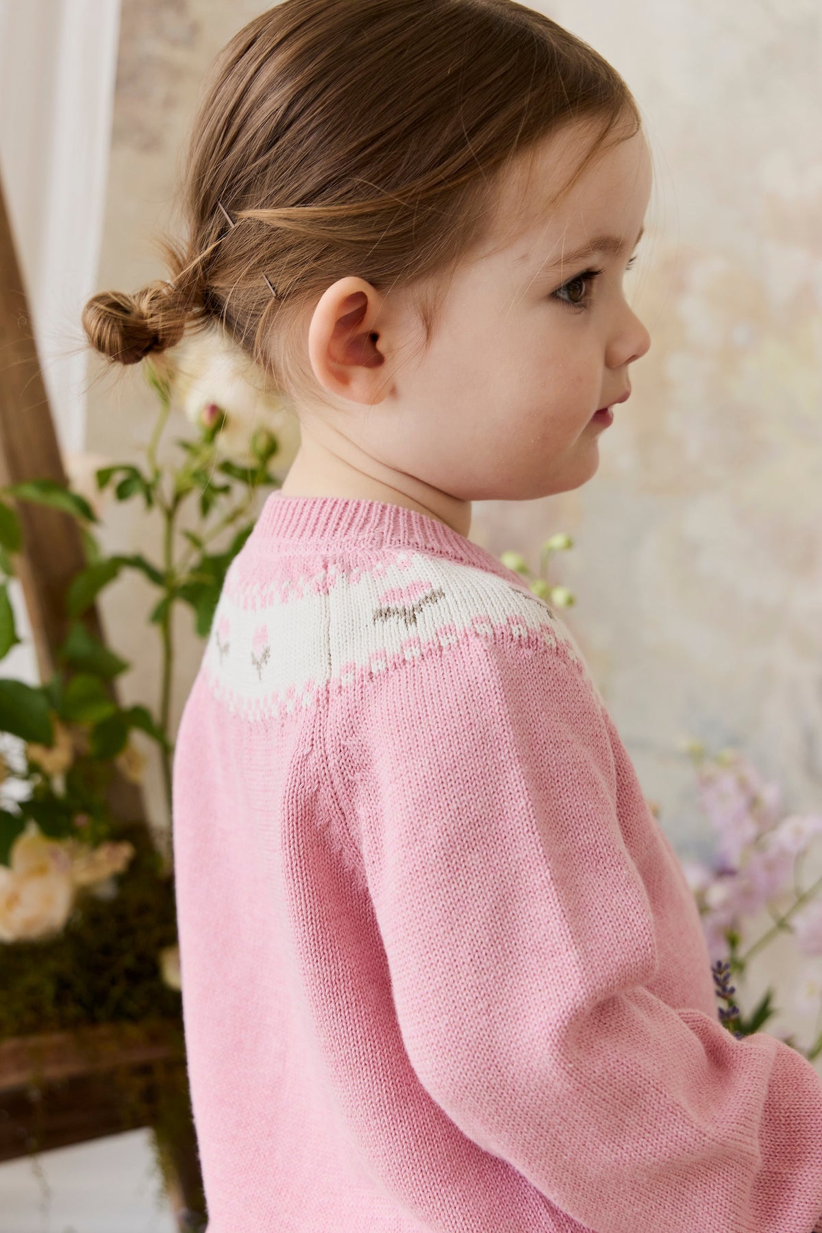 Annette Vest - Annette Jacquard - Pink Flutter Marle - Arlina kinderkleding