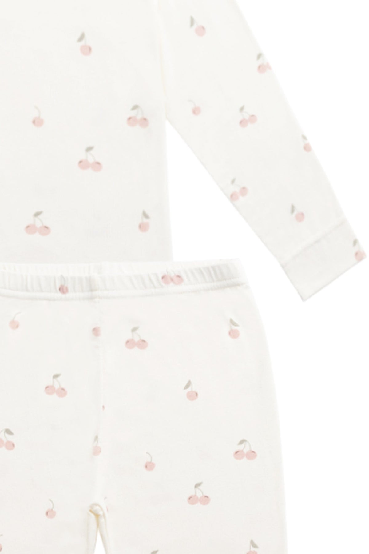 Bamboe Ari Pyjamaset met Lange Mouw - Cherry Love Parchment - Arlina kinderkleding