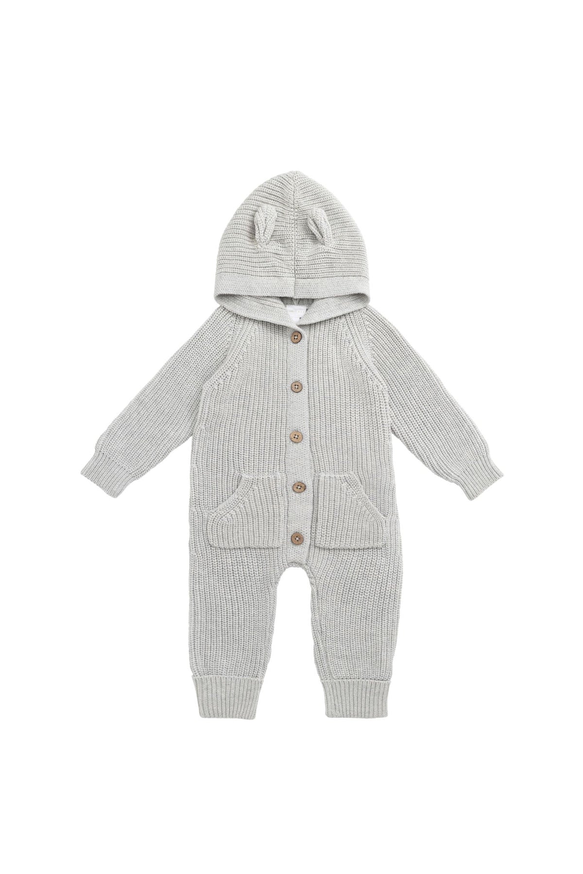 Bear Gebreid Pakje - Light Grey Marle - Arlina kinderkleding - detail
