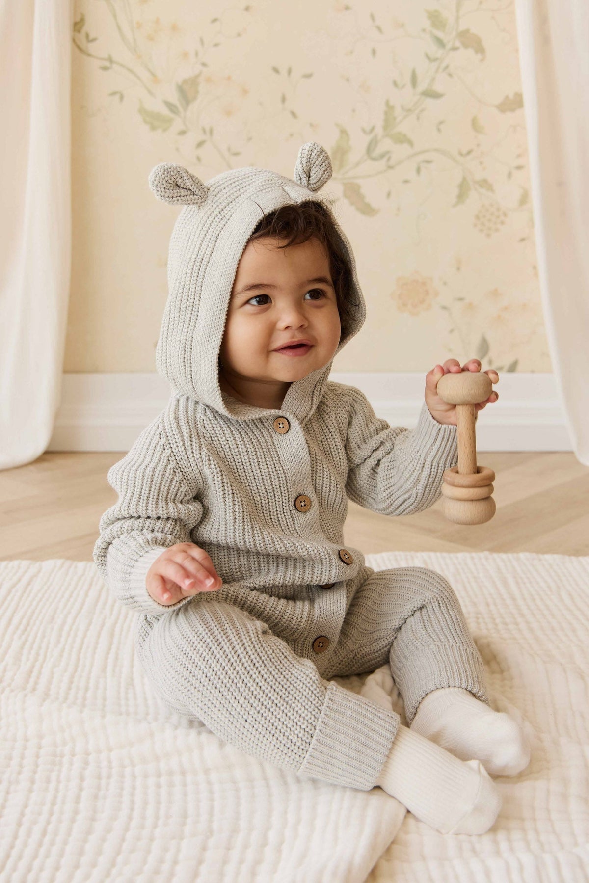 Bear Gebreid Pakje - Light Grey Marle - Arlina kinderkleding
