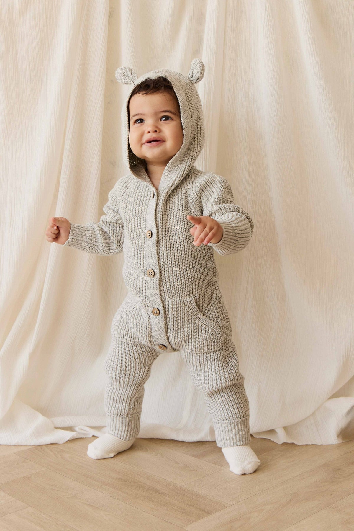 Bear Gebreid Pakje - Light Grey Marle - Arlina kinderkleding
