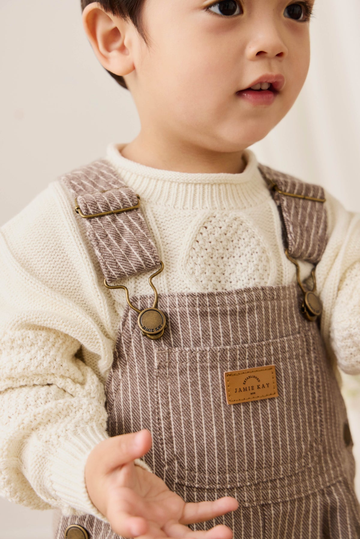 Blair Tuinbroek - Mini Pinstripe Cassava / Iroko - Arlina kinderkleding
