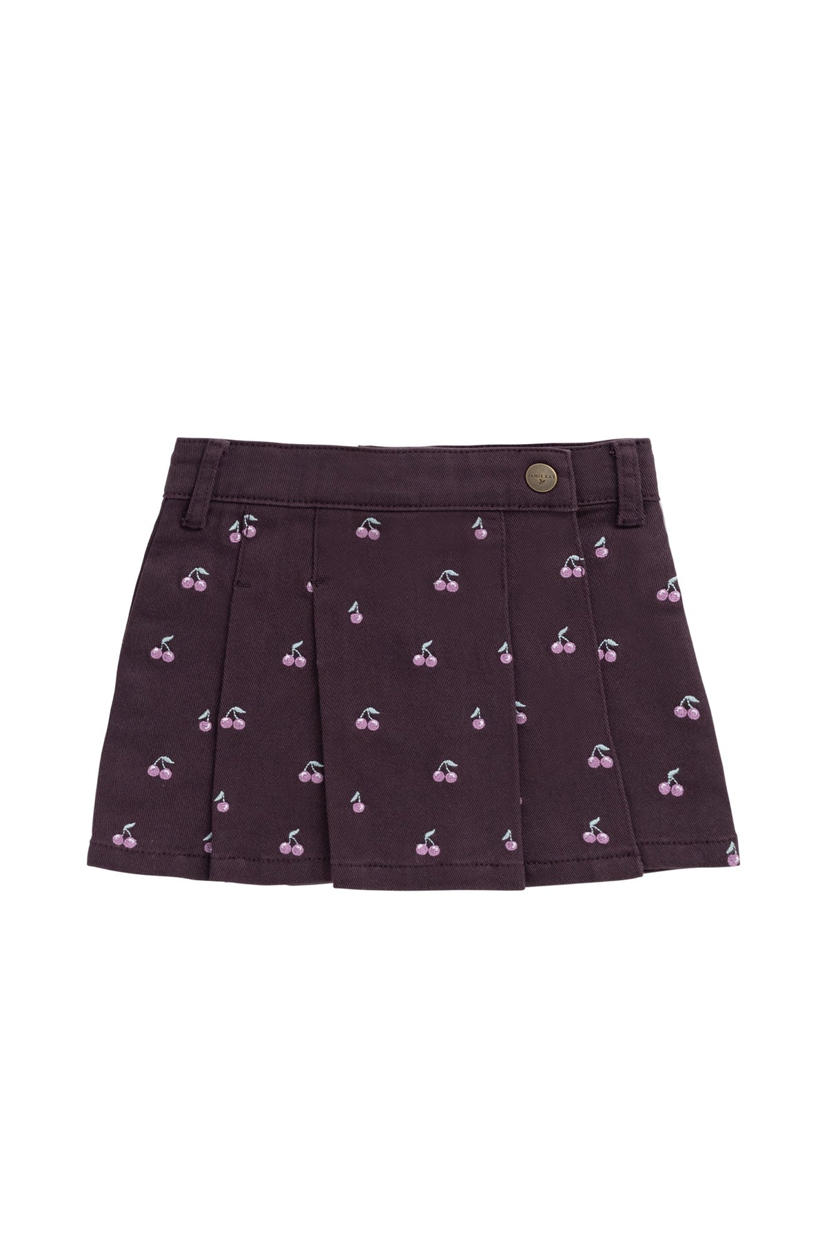 Chelsea Rokje - Cherry Love Plum Embroidery - Arlina kinderkleding - detail