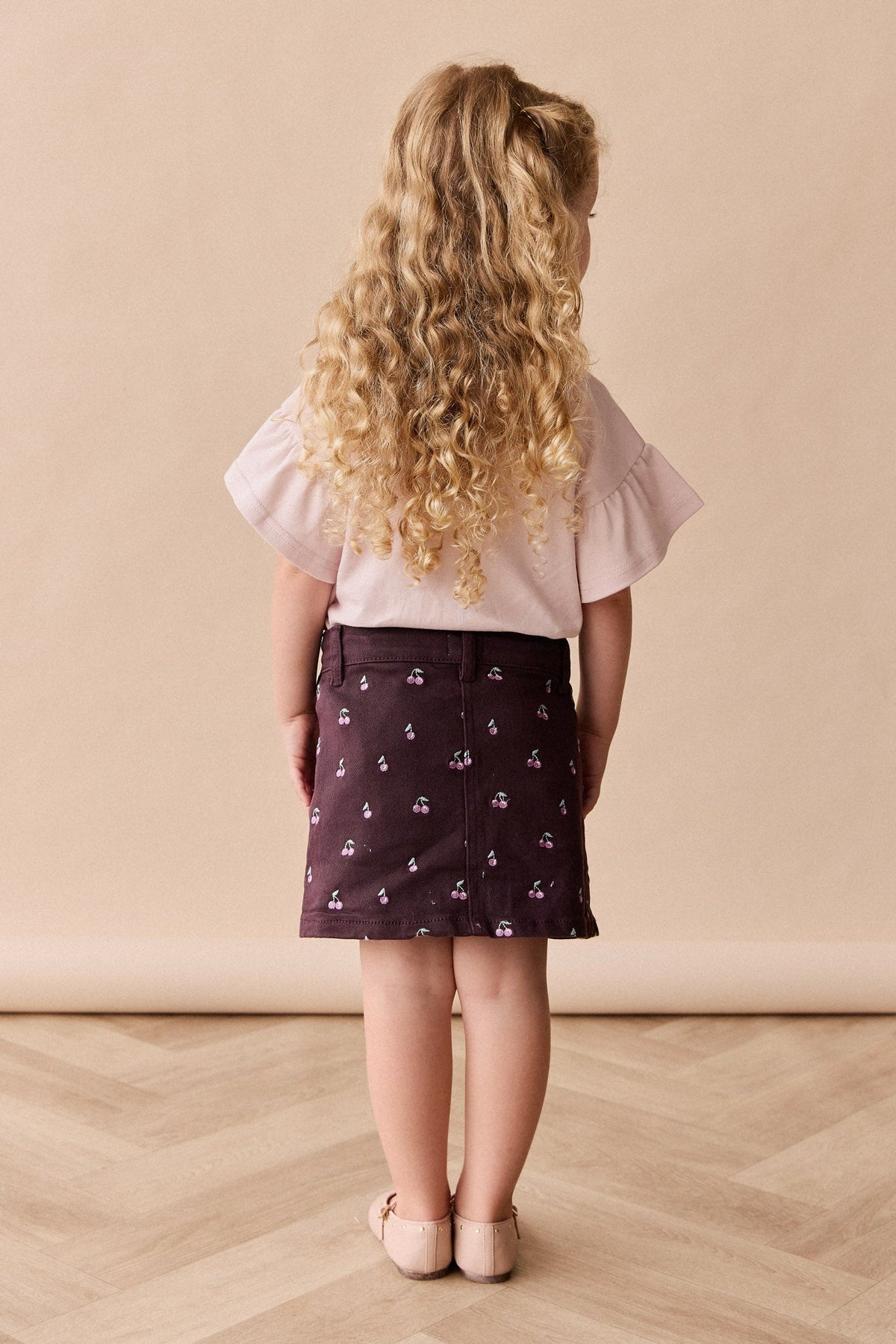 Chelsea Rokje - Cherry Love Plum Embroidery - Arlina kinderkleding