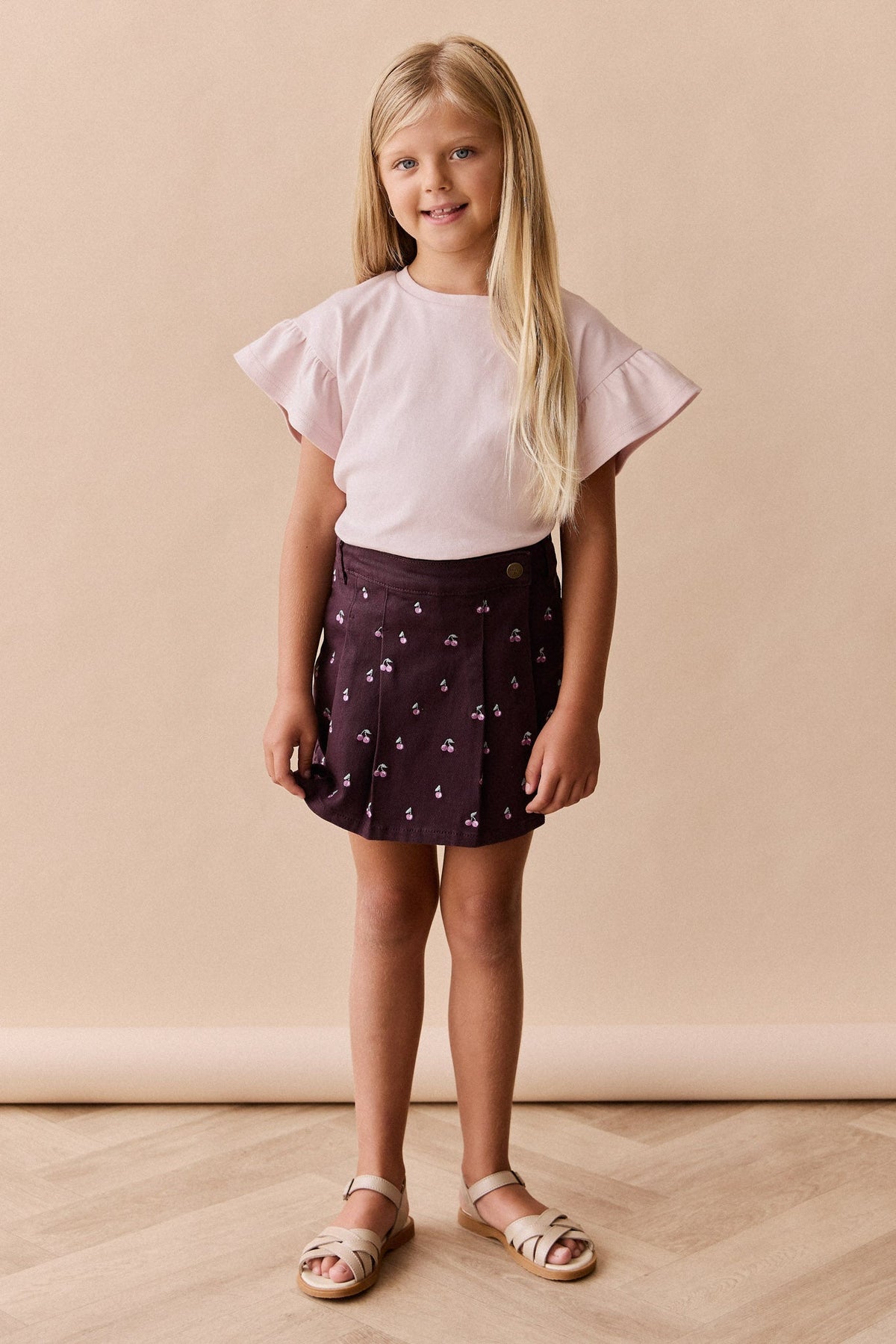 Chelsea Rokje - Cherry Love Plum Embroidery - Arlina kinderkleding