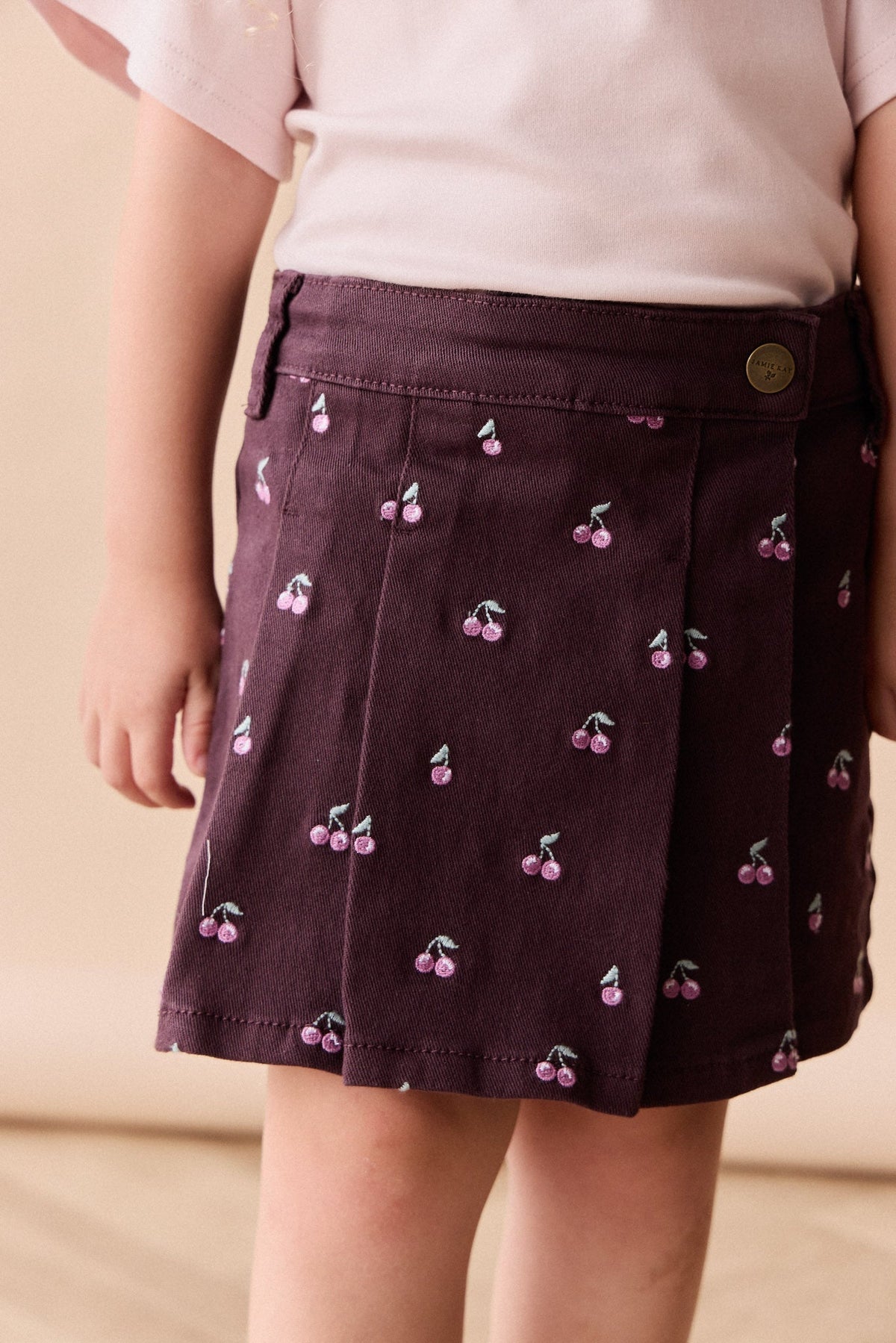 Chelsea Rokje - Cherry Love Plum Embroidery - Arlina kinderkleding