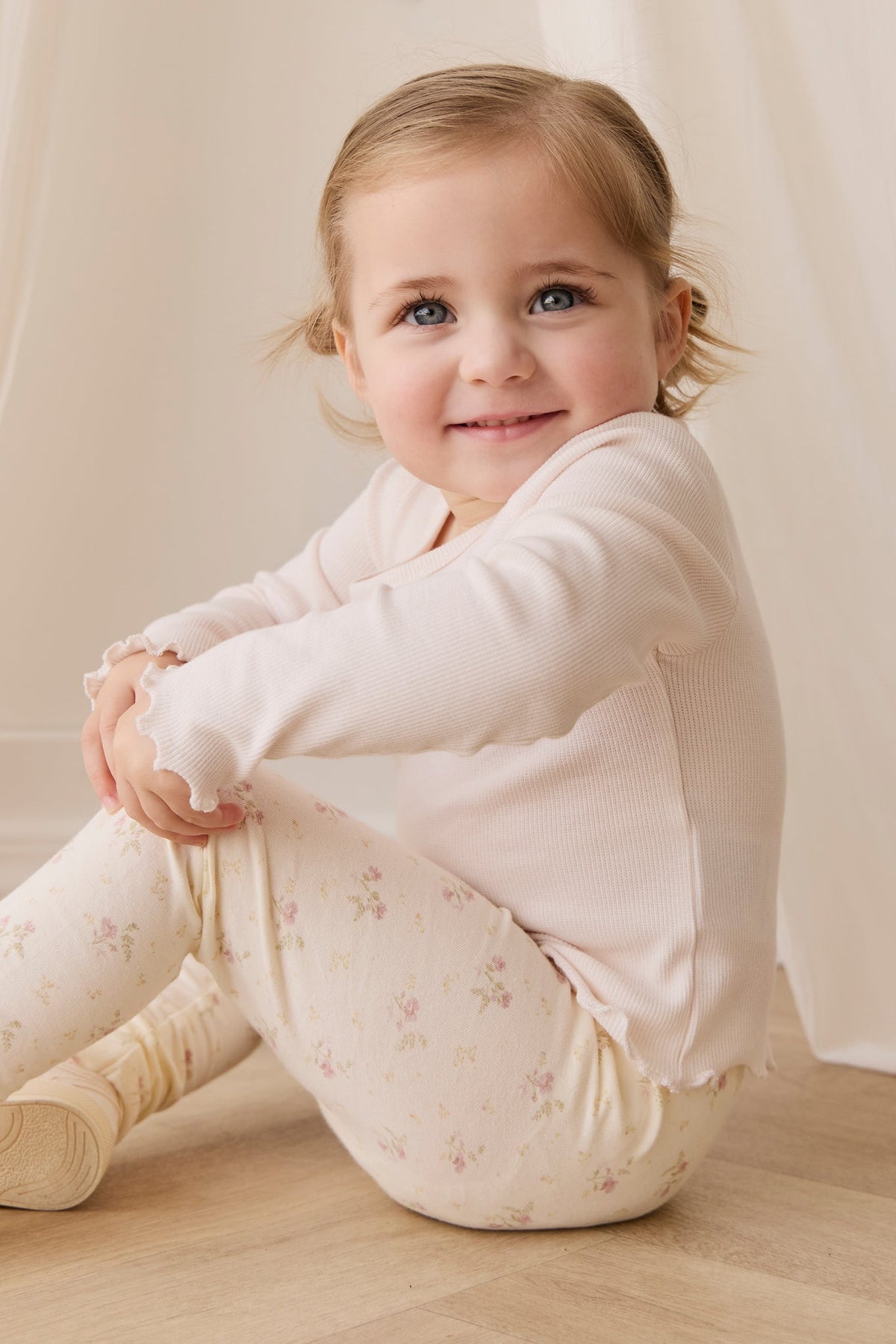 Fijn Geribd Katoenen Agathe Top - Blushed Rose - Arlina kinderkleding