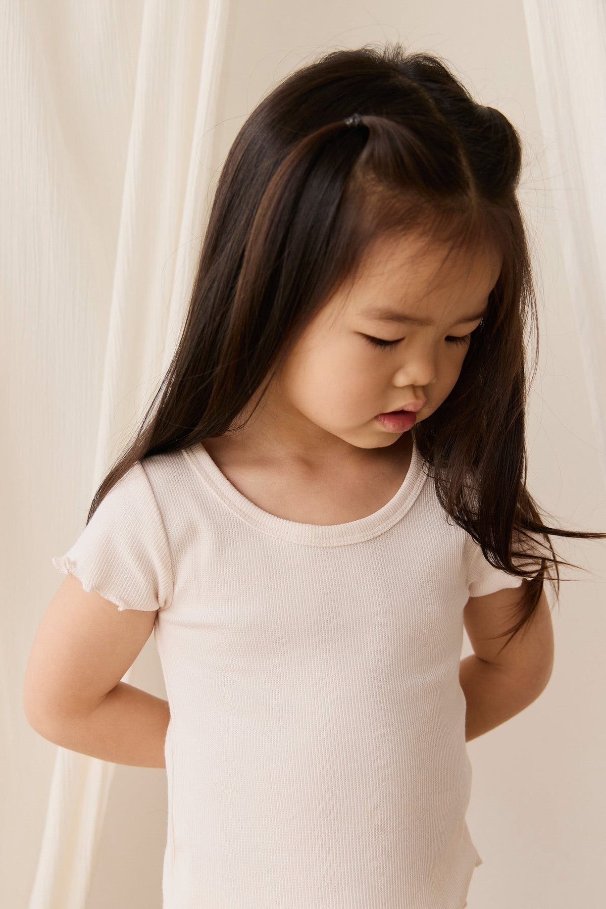 Fijn Geribd Katoenen Ines Top - Blushed Rose - Arlina kinderkleding - hoofdfoto