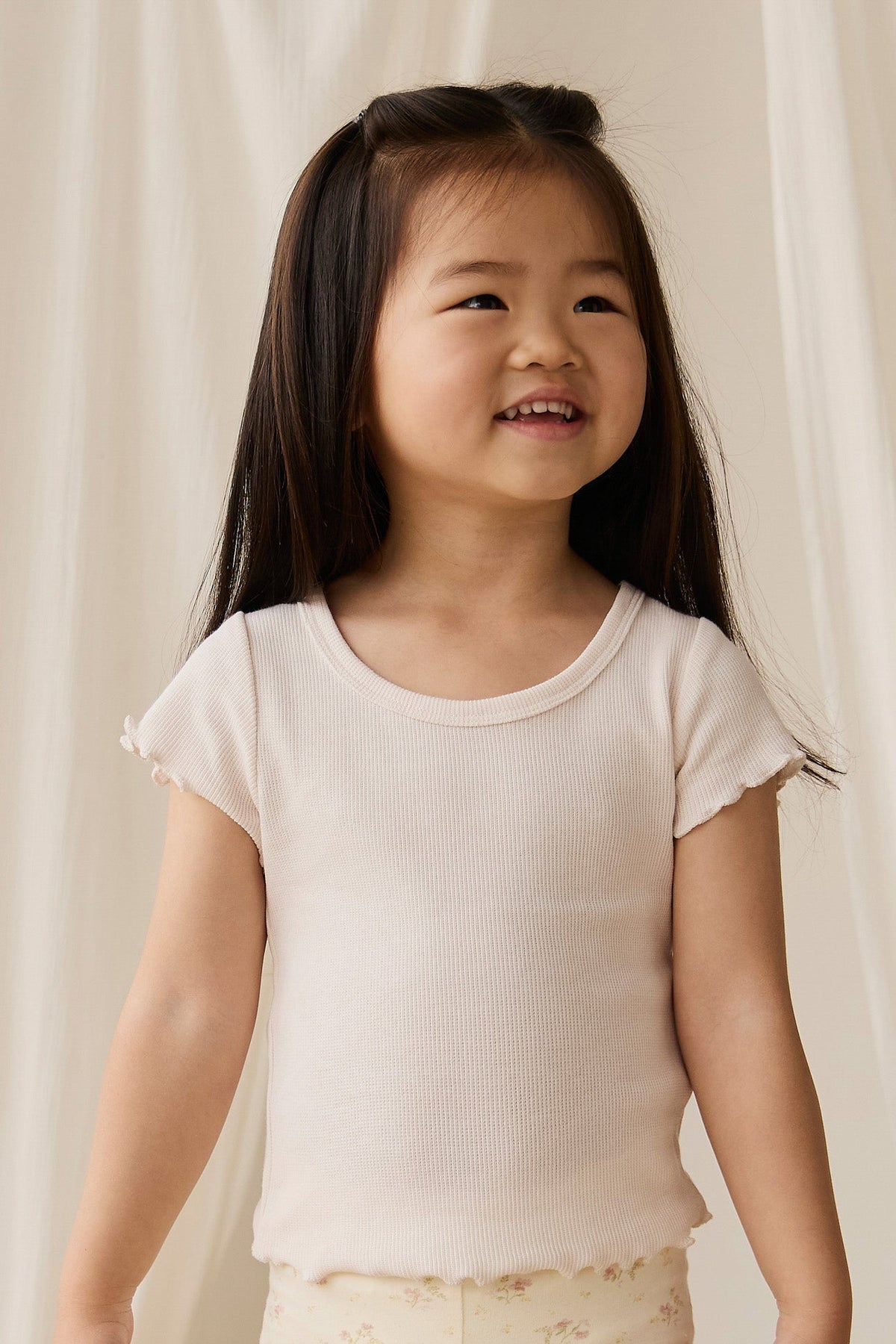 Fijn Geribd Katoenen Ines Top - Blushed Rose - Arlina kinderkleding
