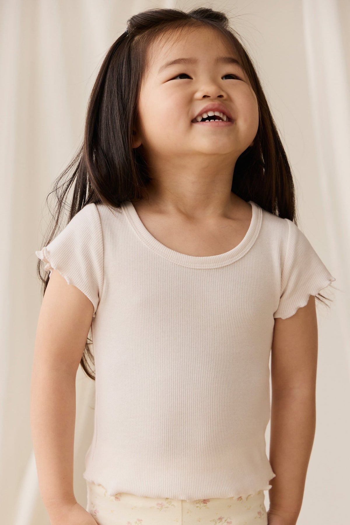 Fijn Geribd Katoenen Ines Top - Blushed Rose - Arlina kinderkleding
