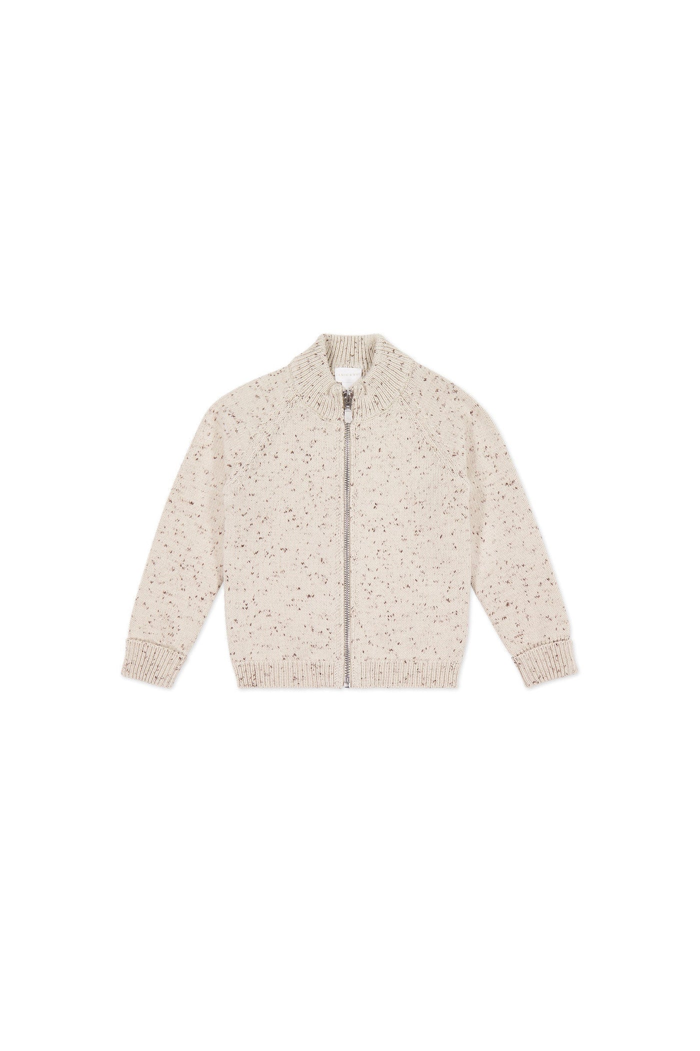 Dean Gebreid Rits Jasje - Oatmeal Shitake Dot