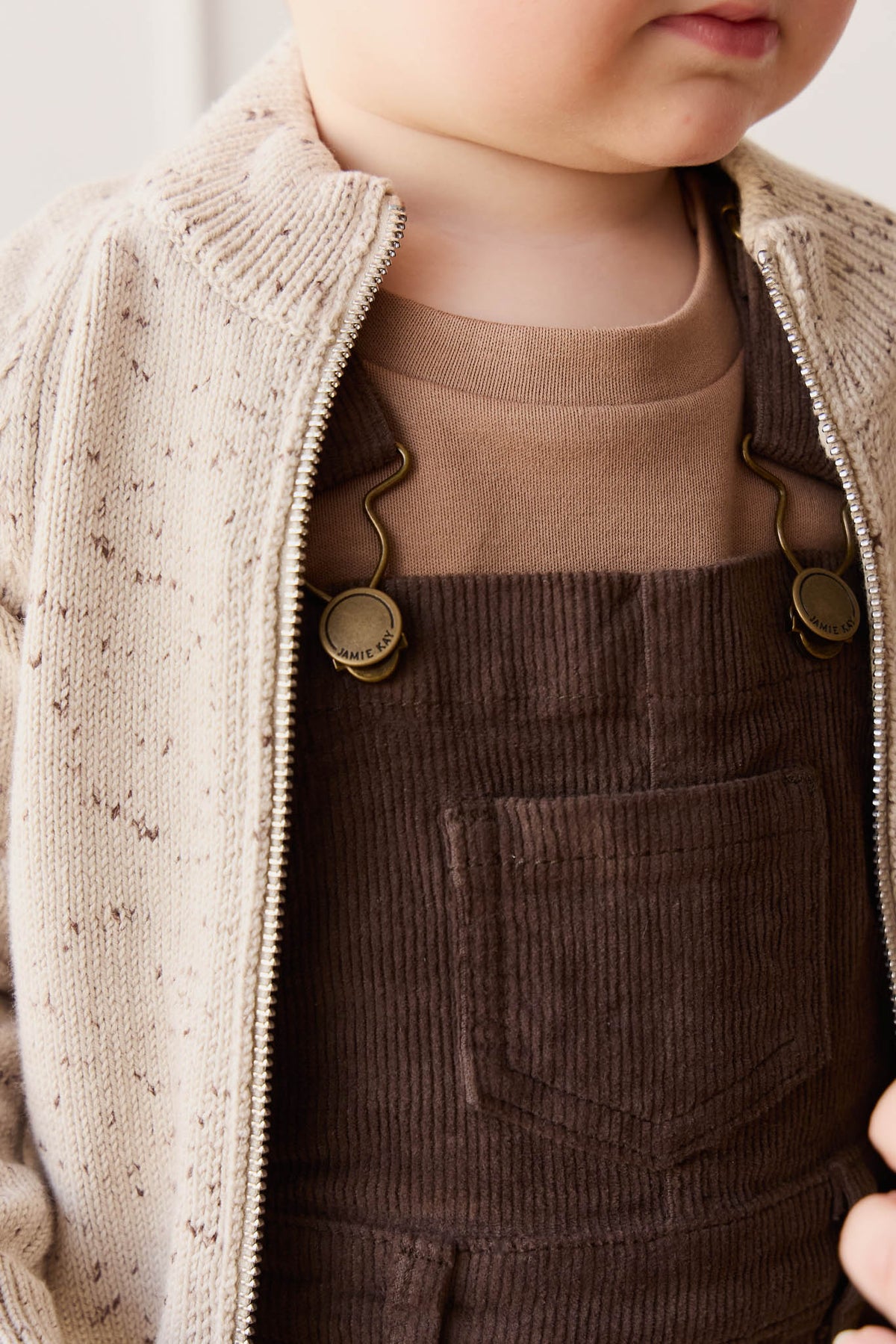 Dean Gebreid Rits Jasje - Oatmeal Shitake Dot - Arlina kinderkleding