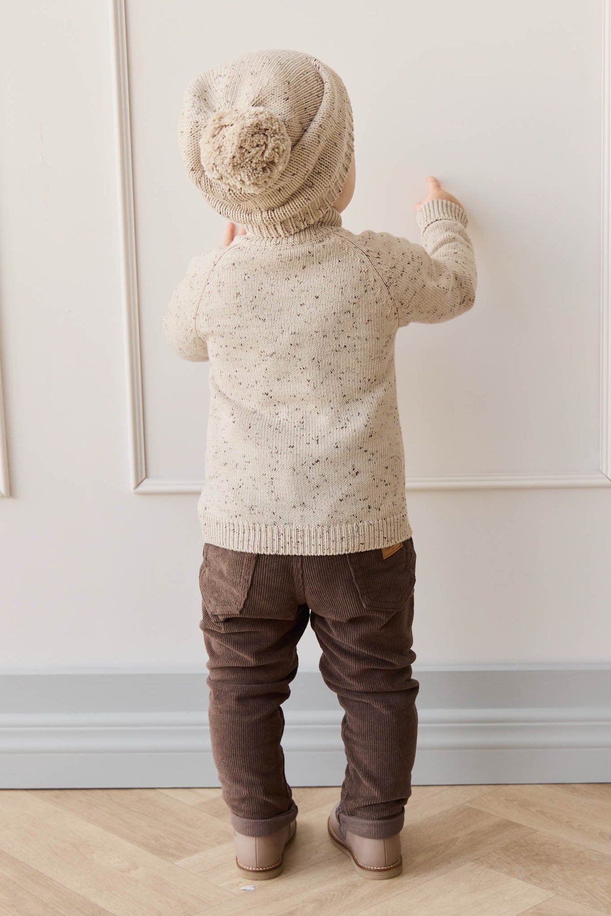 Dean Gebreid Rits Jasje - Oatmeal Shitake Dot - Arlina kinderkleding