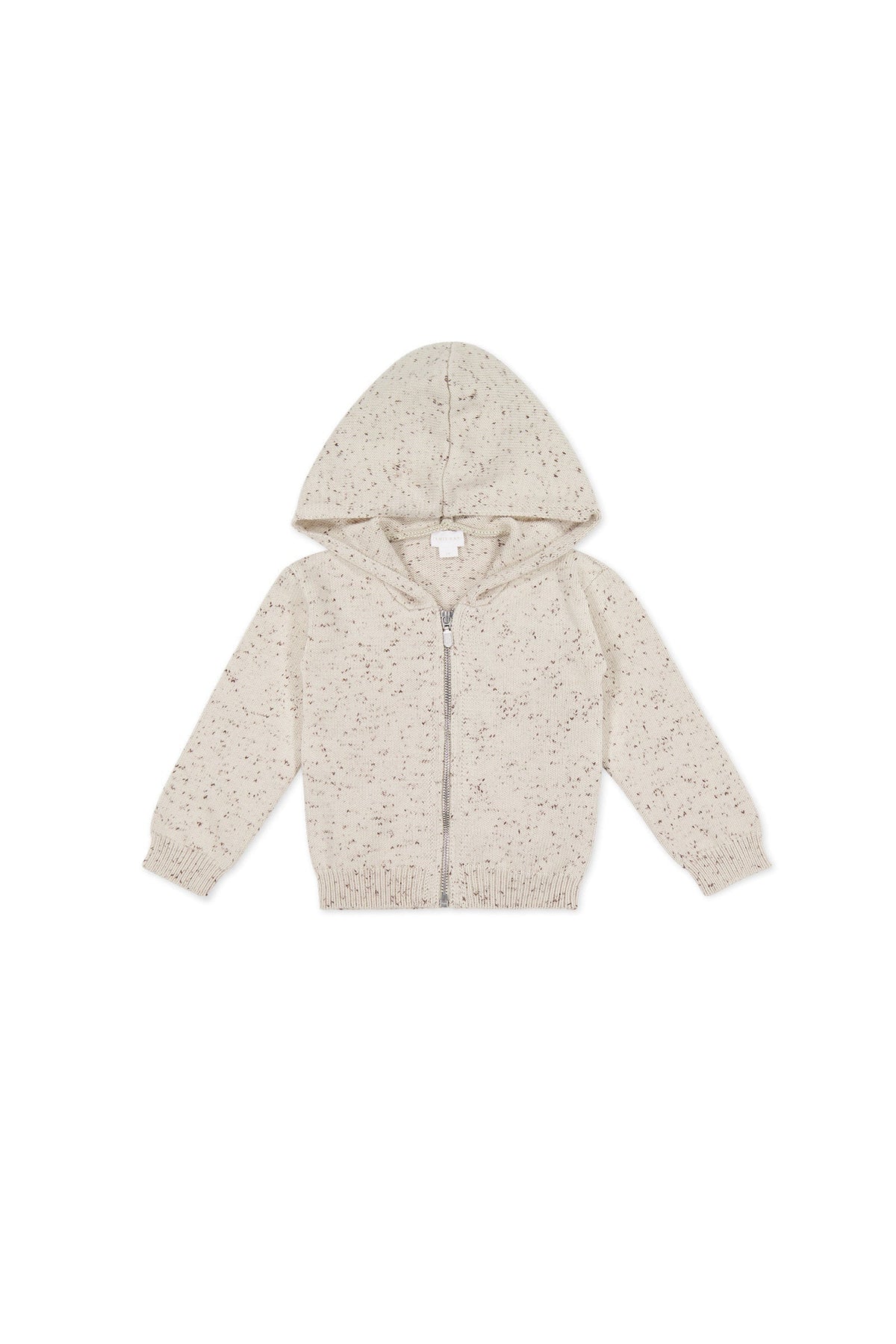 Dillon Gebreide Rits Hoodie - Oatmeal Shitake Dot - Arlina kinderkleding - detail