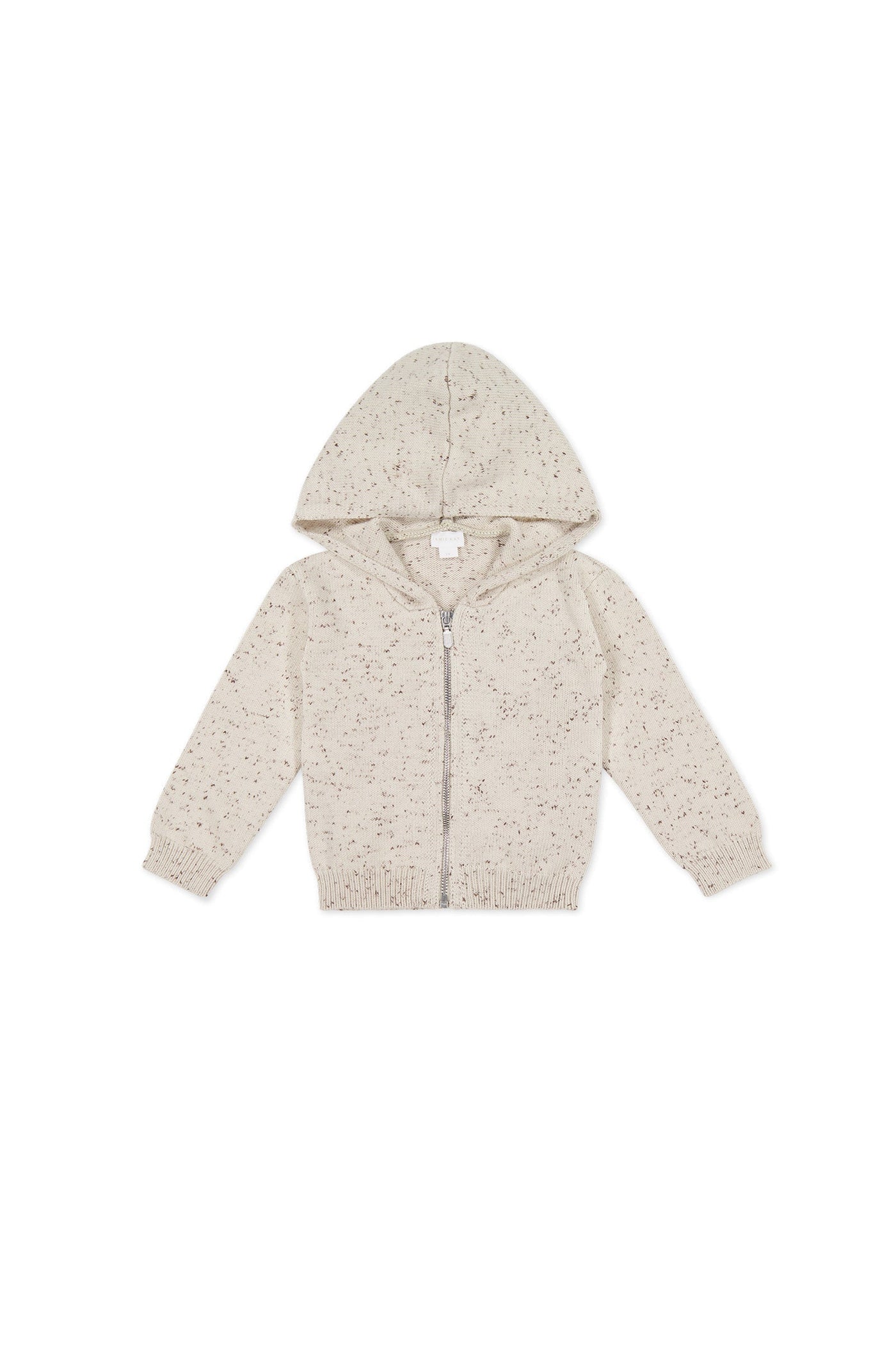 Dillon Gebreide Rits Hoodie - Oatmeal Shitake Dot