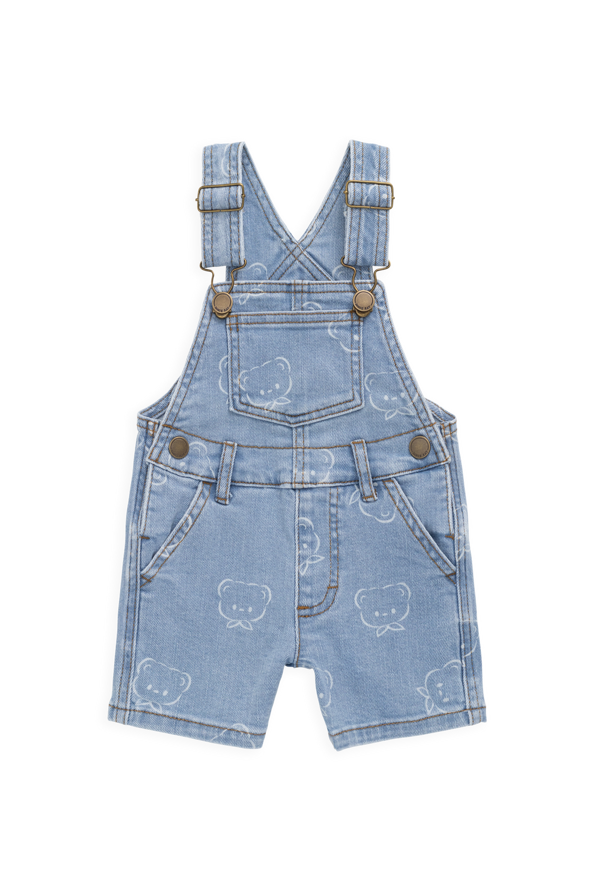 Fenix Korte Tuinbroek - Bowie Bear Denim - Arlina kinderkleding - detail