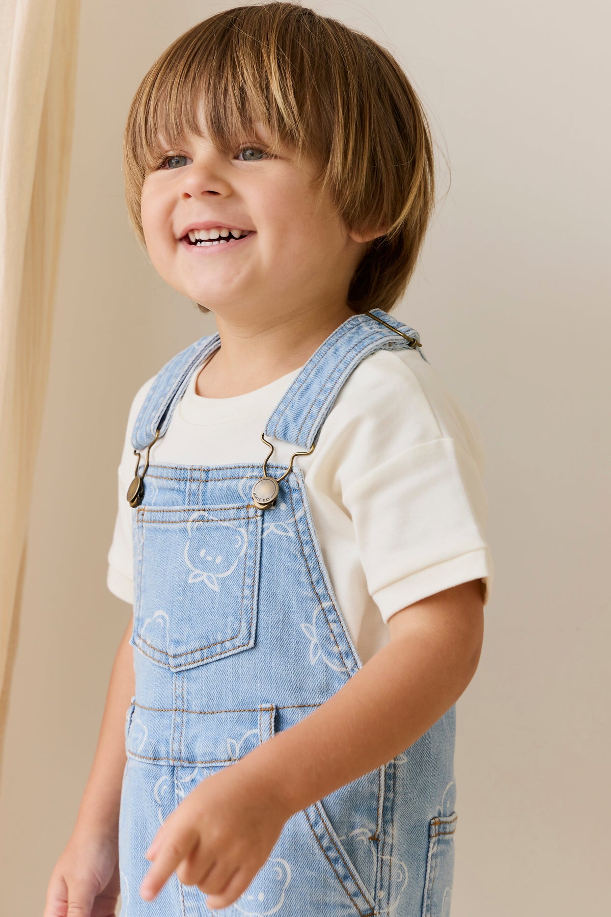 Fenix Korte Tuinbroek - Bowie Bear Denim - Arlina kinderkleding