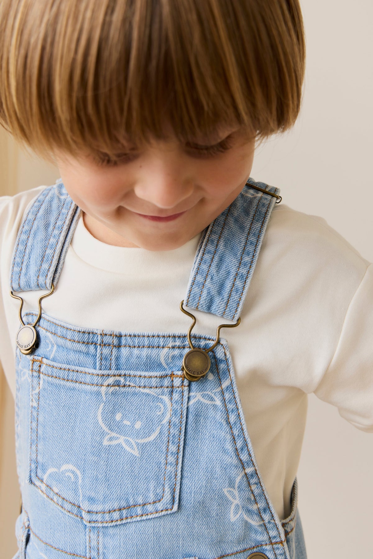 Fenix Korte Tuinbroek - Bowie Bear Denim - Arlina kinderkleding