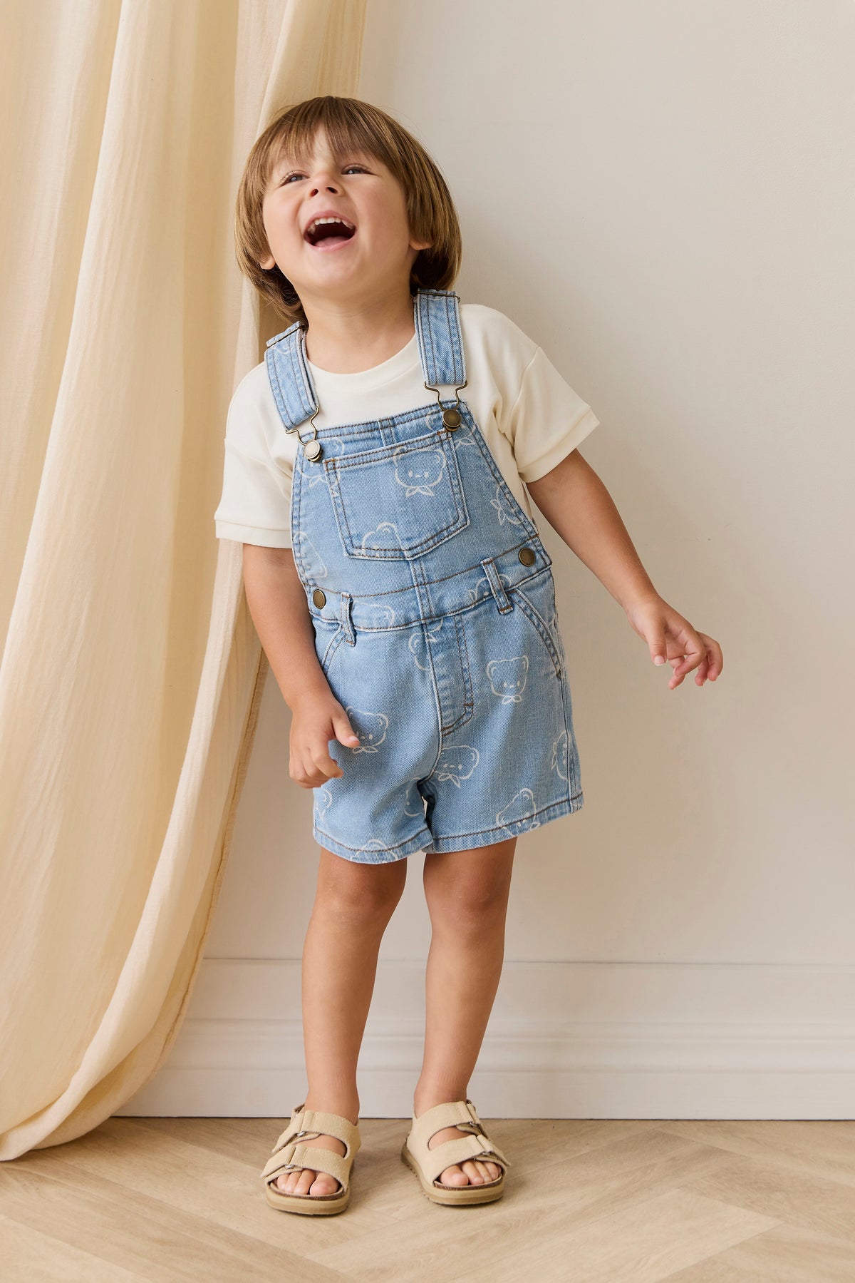 Fenix Korte Tuinbroek - Bowie Bear Denim - Arlina kinderkleding