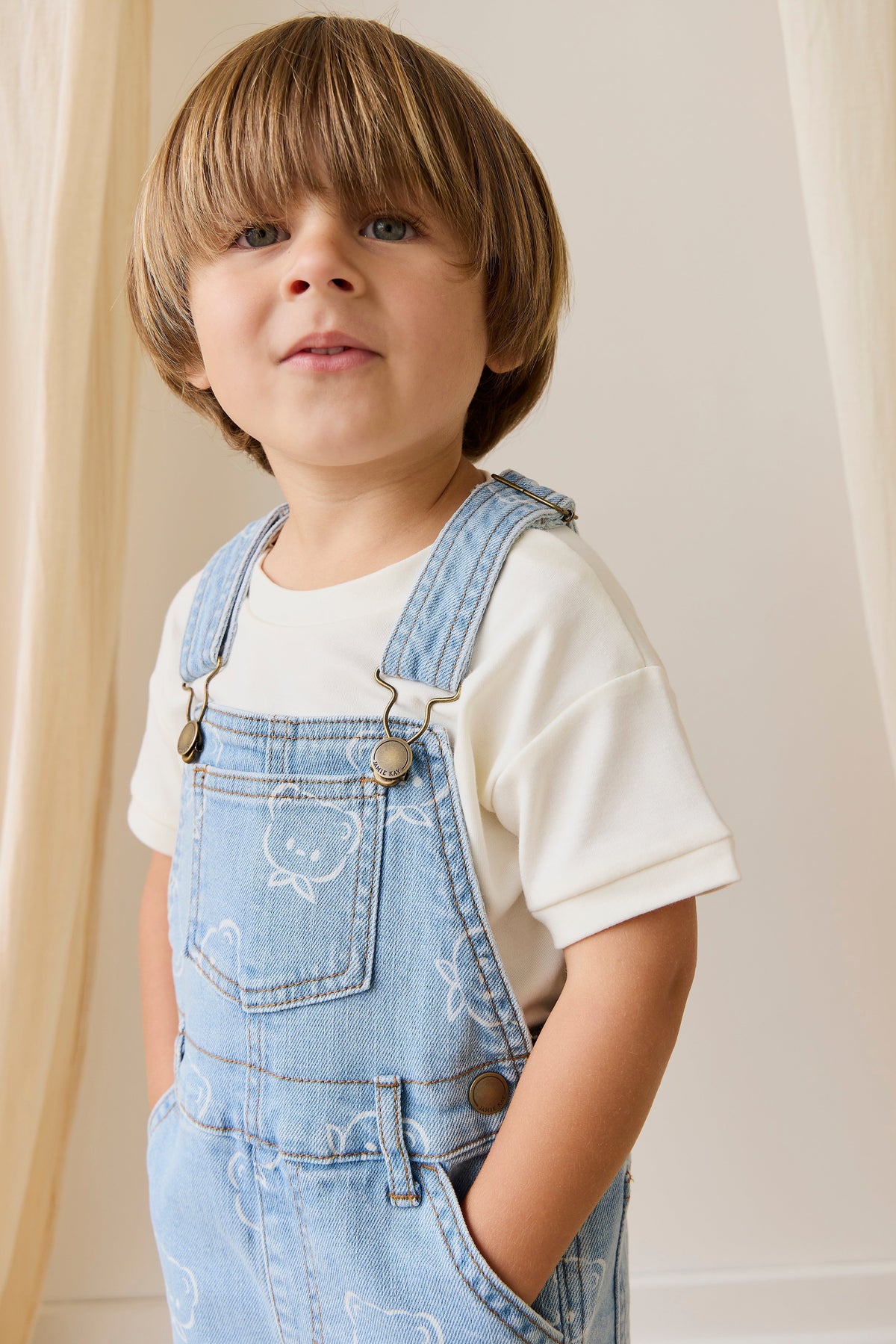Fenix Korte Tuinbroek - Bowie Bear Denim - Arlina kinderkleding