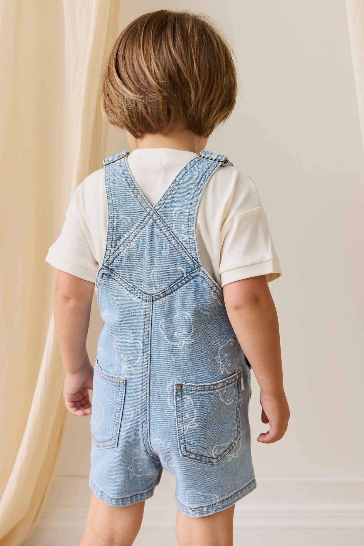 Fenix Korte Tuinbroek - Bowie Bear Denim - Arlina kinderkleding