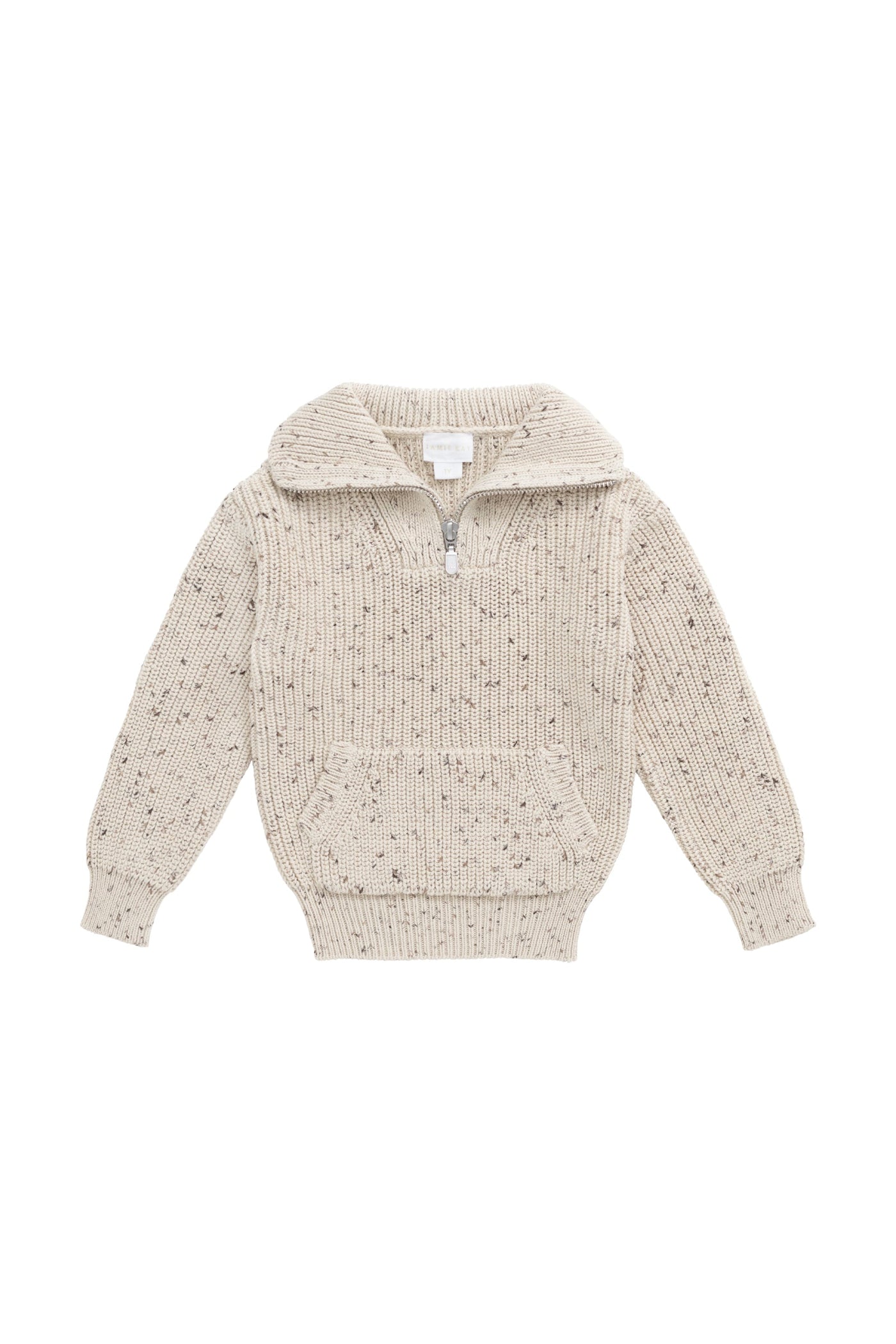 James Halfopen Rits Trui - Buff Fleck