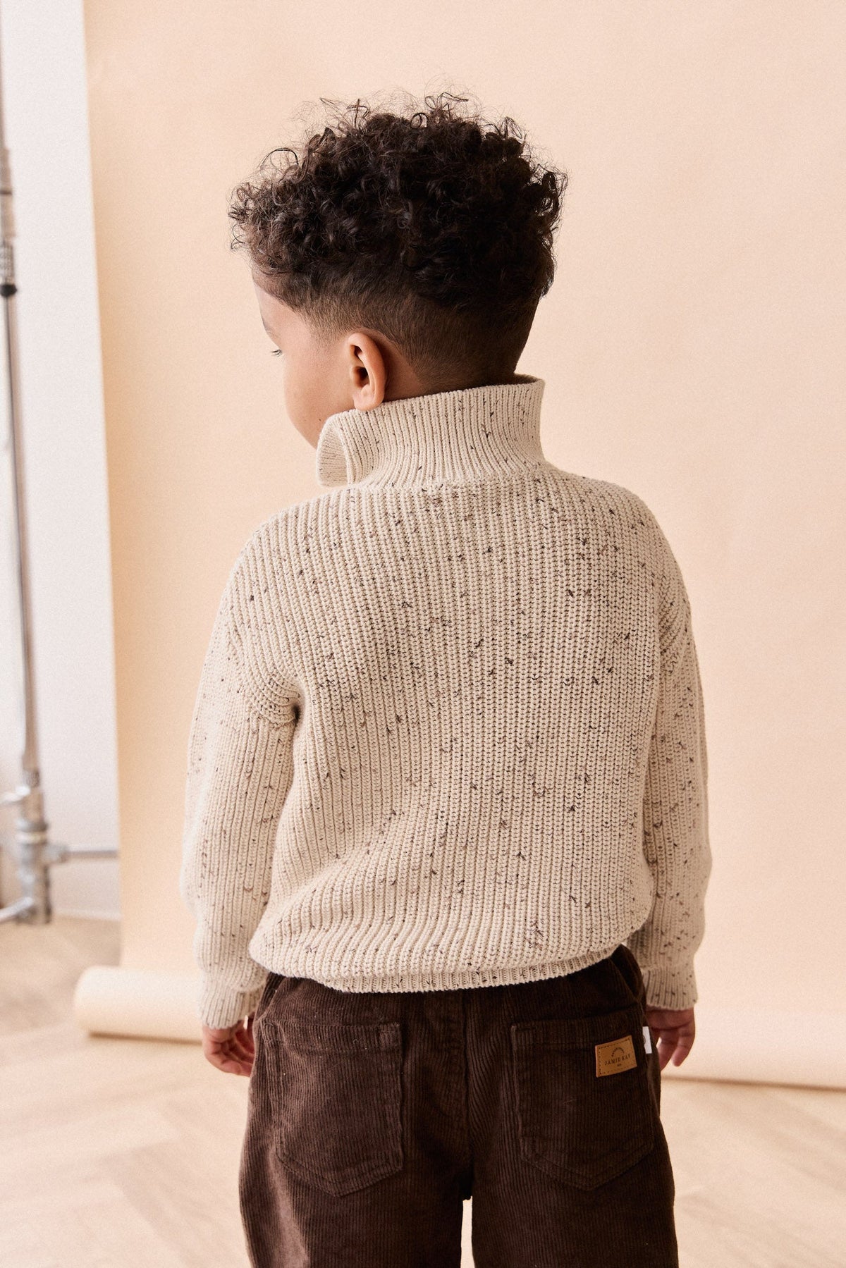James Halfopen Rits Trui - Buff Fleck - Arlina kinderkleding