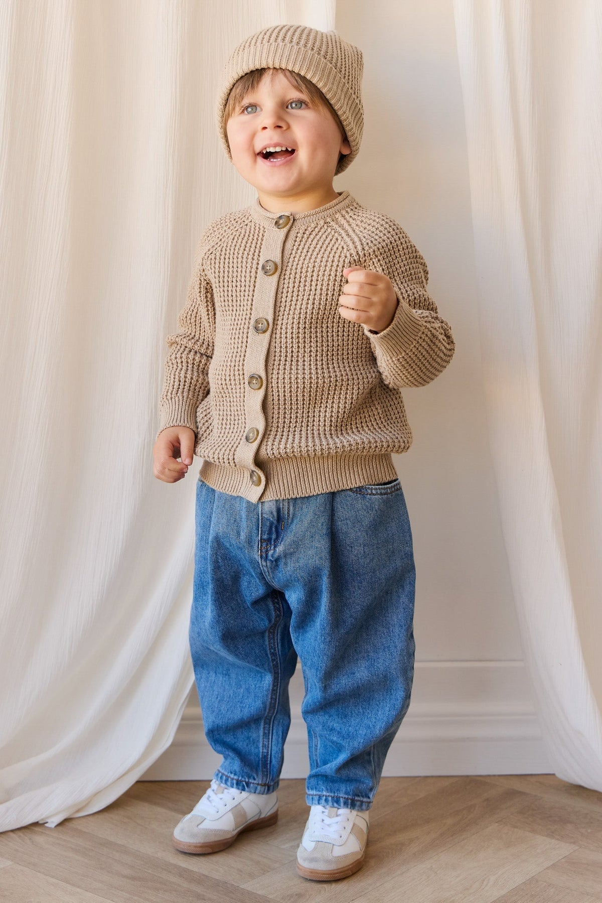 Lane Gebreid Vest - Sand Dune Marle - Arlina kinderkleding
