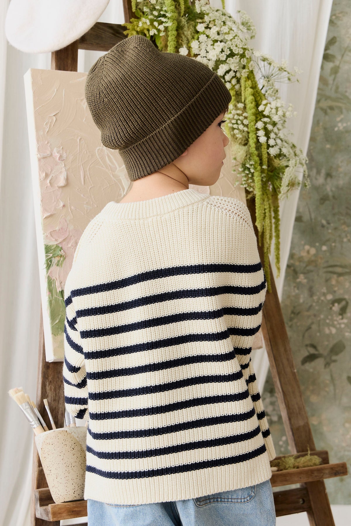 Lawrence Gebreide Trui - Lawrence Stripe Cloud/Eclipse - Arlina kinderkleding