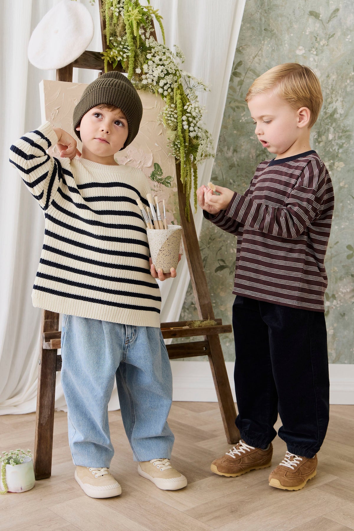 Lawrence Gebreide Trui - Lawrence Stripe Cloud/Eclipse - Arlina kinderkleding