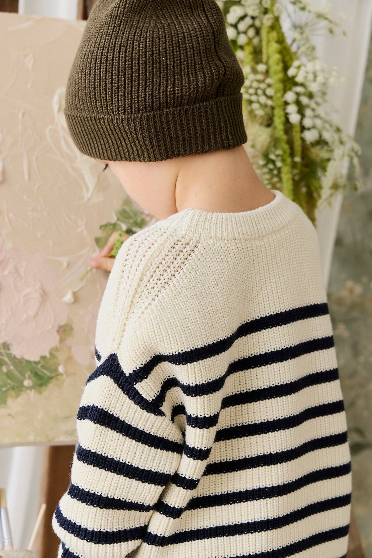 Lawrence Gebreide Trui - Lawrence Stripe Cloud/Eclipse - Arlina kinderkleding