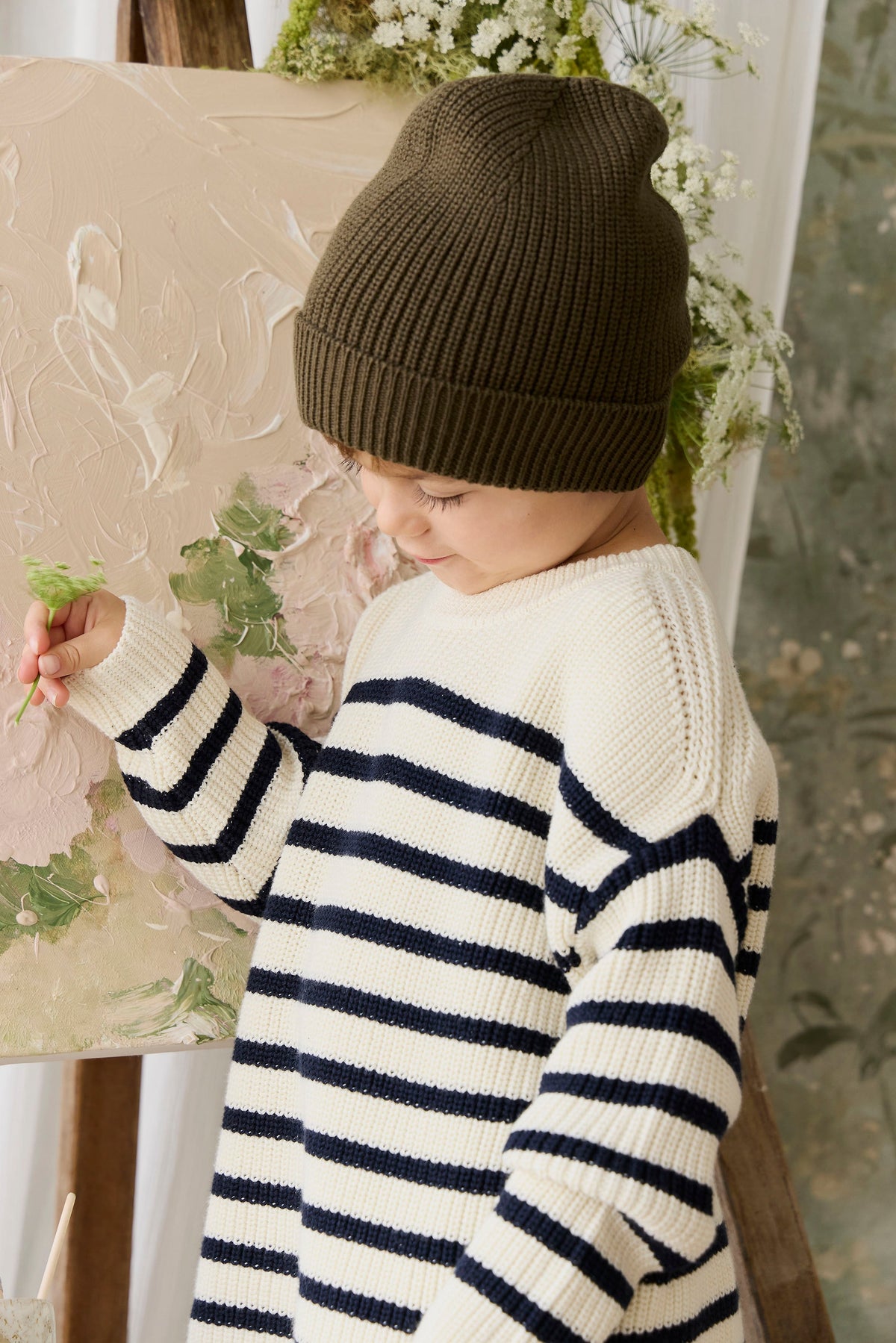 Lawrence Gebreide Trui - Lawrence Stripe Cloud/Eclipse - Arlina kinderkleding