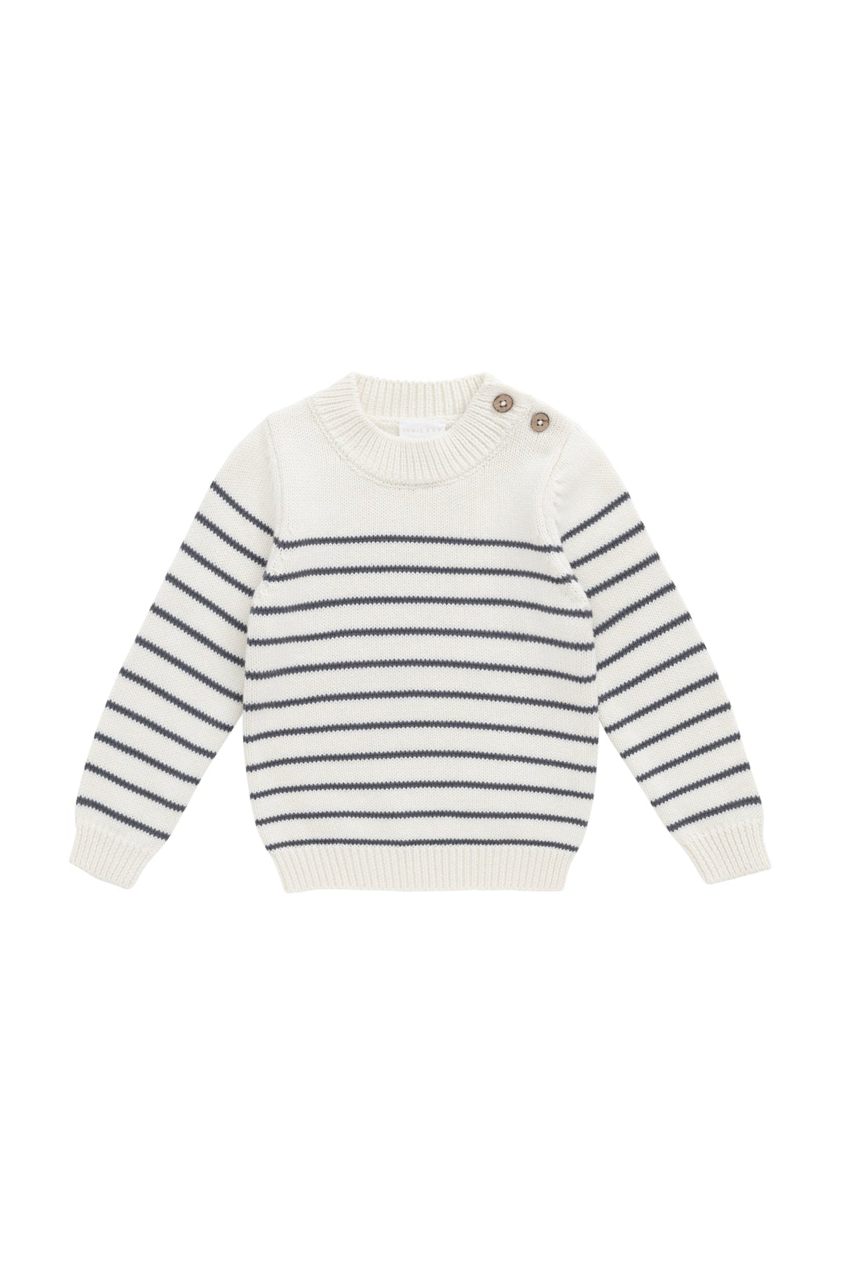 Malcolm Gebreide Trui - Malcolm Stripe Cloud/Atlantic - Arlina kinderkleding - detail