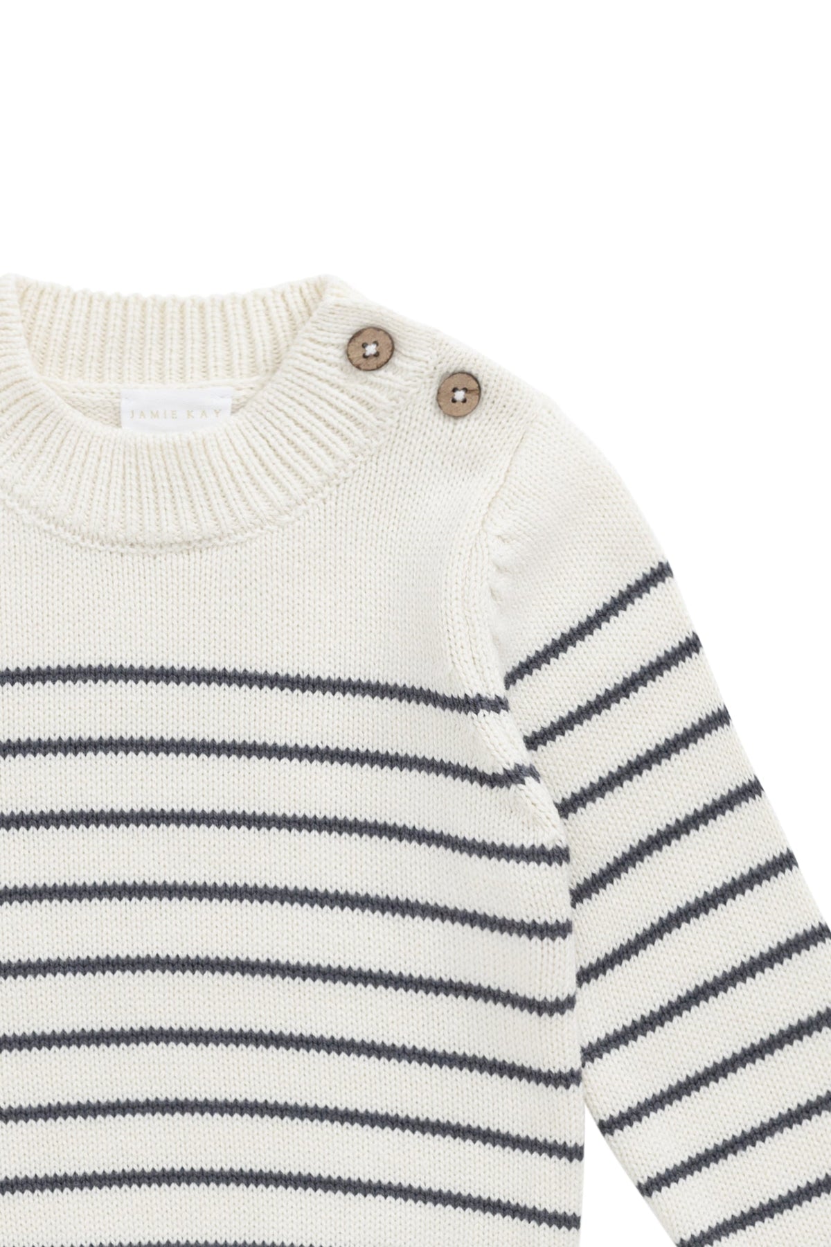 Malcolm Gebreide Trui - Malcolm Stripe Cloud/Atlantic - Arlina kinderkleding