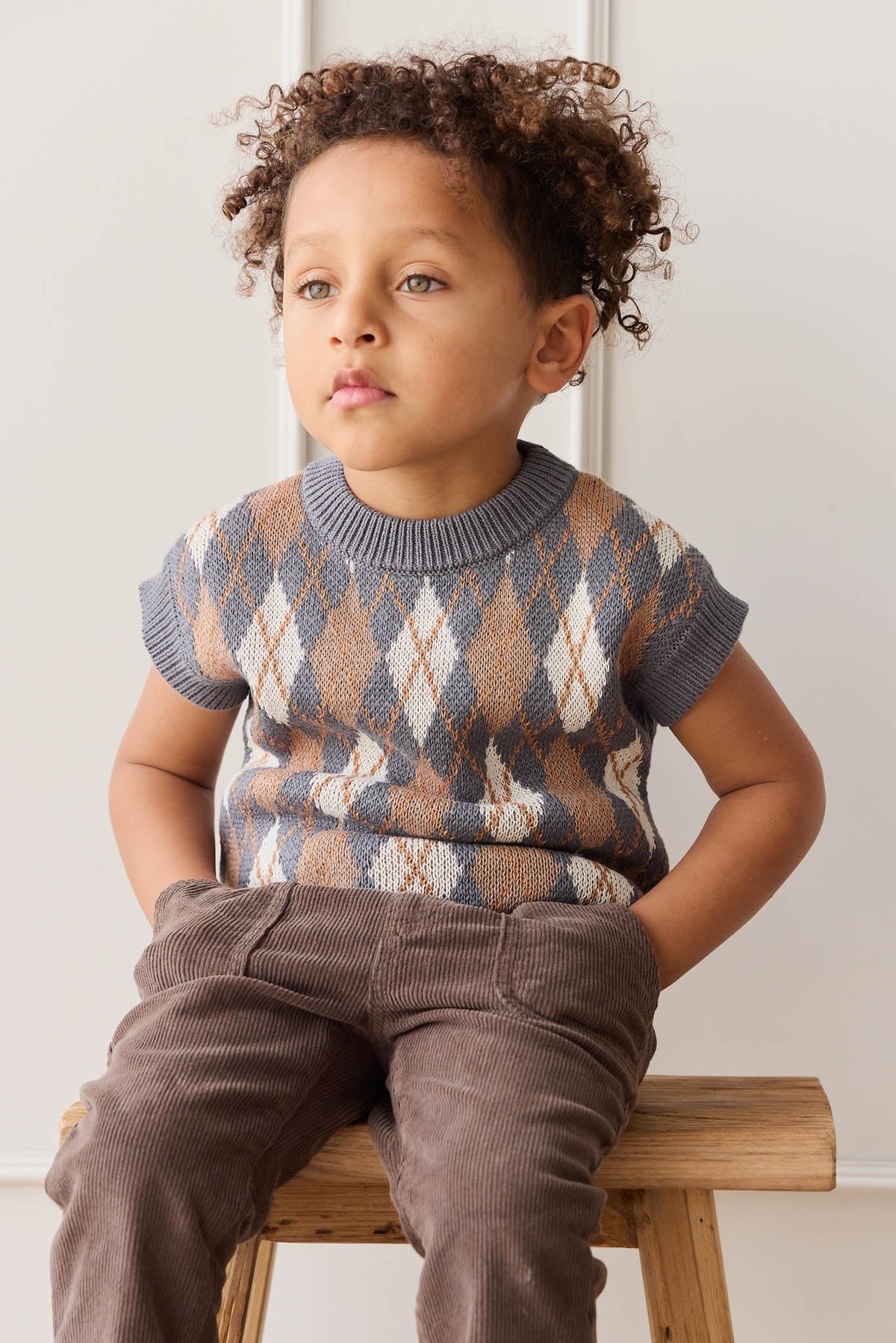 Marcus Gebreid Vest - Marcus Jacquard Arctic - Arlina kinderkleding