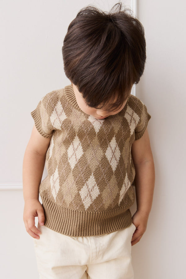 Marcus Gebreid Vest - Marcus Jacquard Pecan