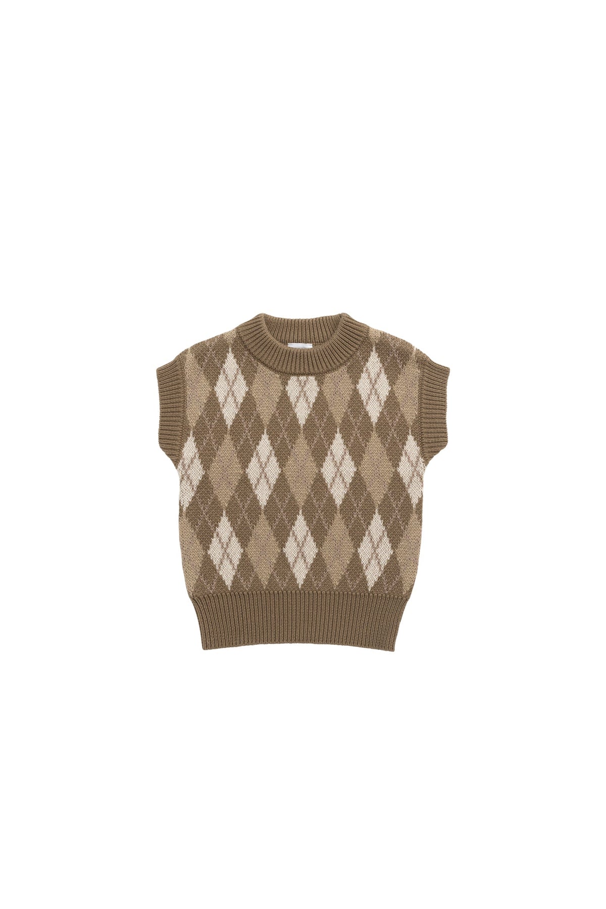 Marcus Gebreid Vest - Marcus Jacquard Pecan - Arlina kinderkleding - detail