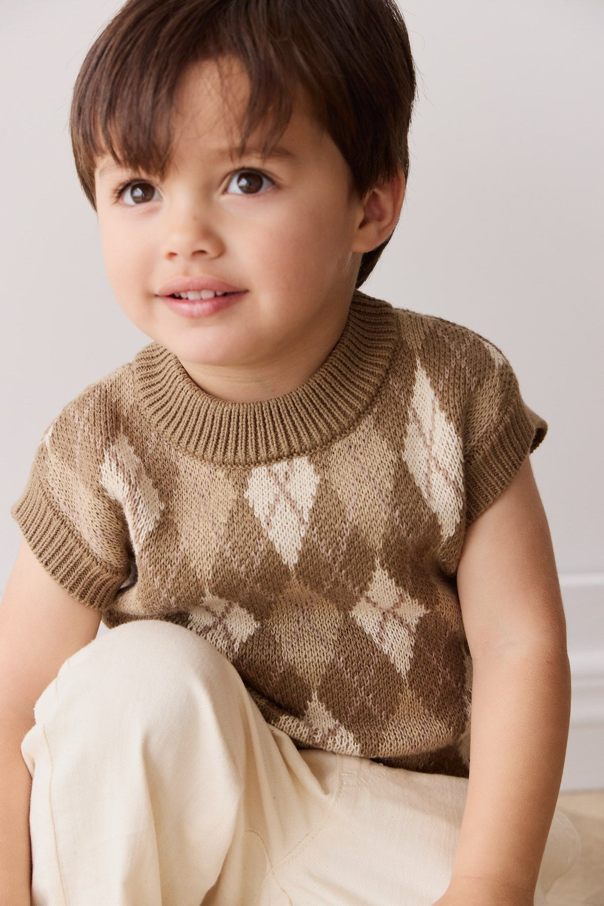 Marcus Gebreid Vest - Marcus Jacquard Pecan - Arlina kinderkleding