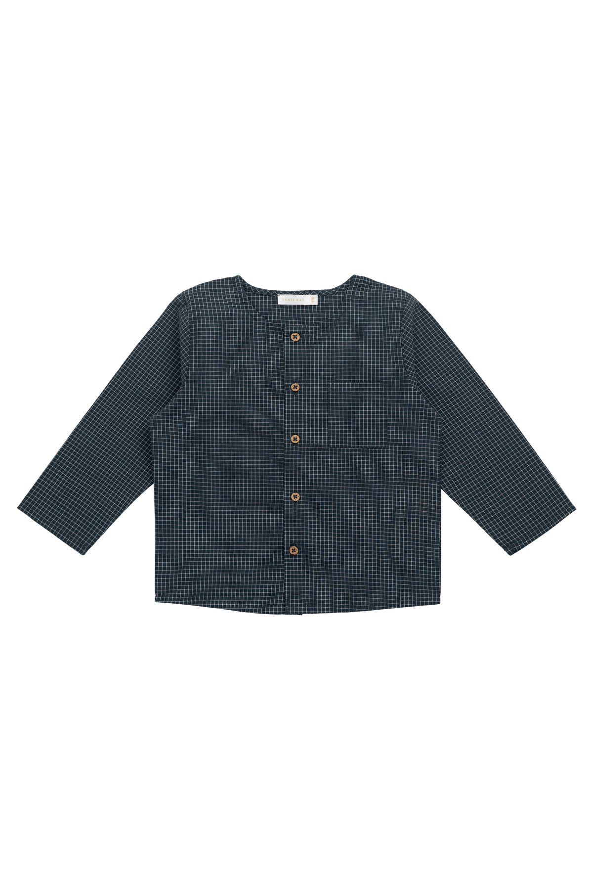 Biologisch Katoenen Albie Top - Forest Grid - Arlina kinderkleding - detail