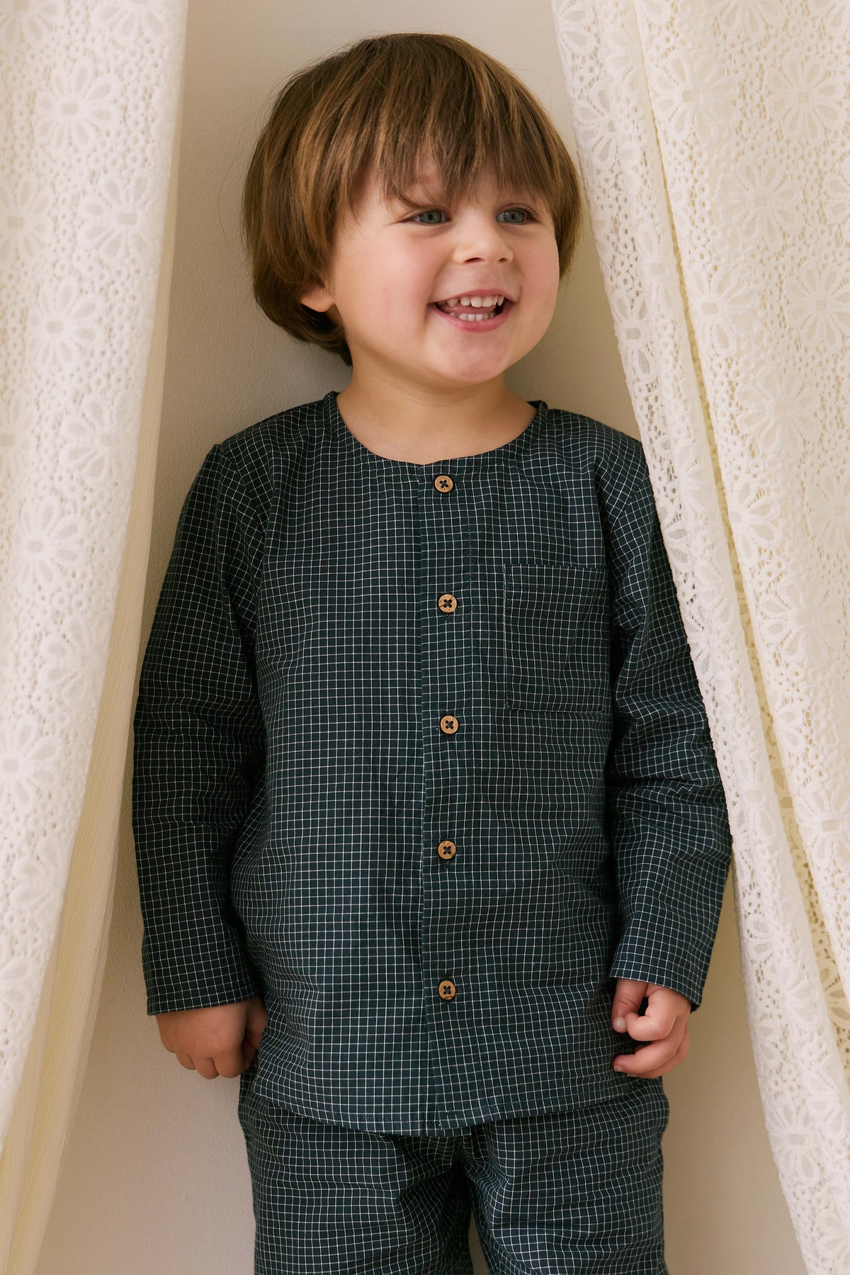 Biologisch Katoenen Albie Top - Forest Grid - Arlina kinderkleding
